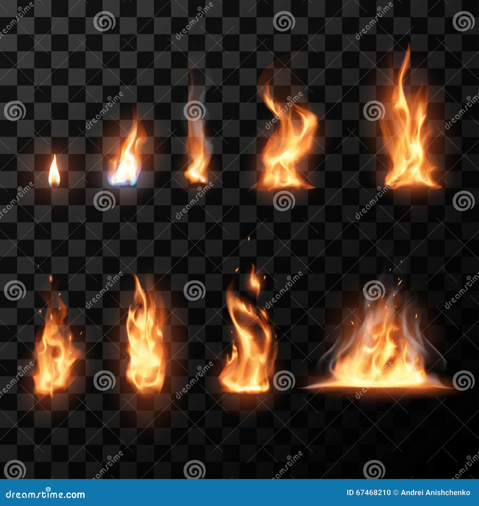 realistic fire flames set