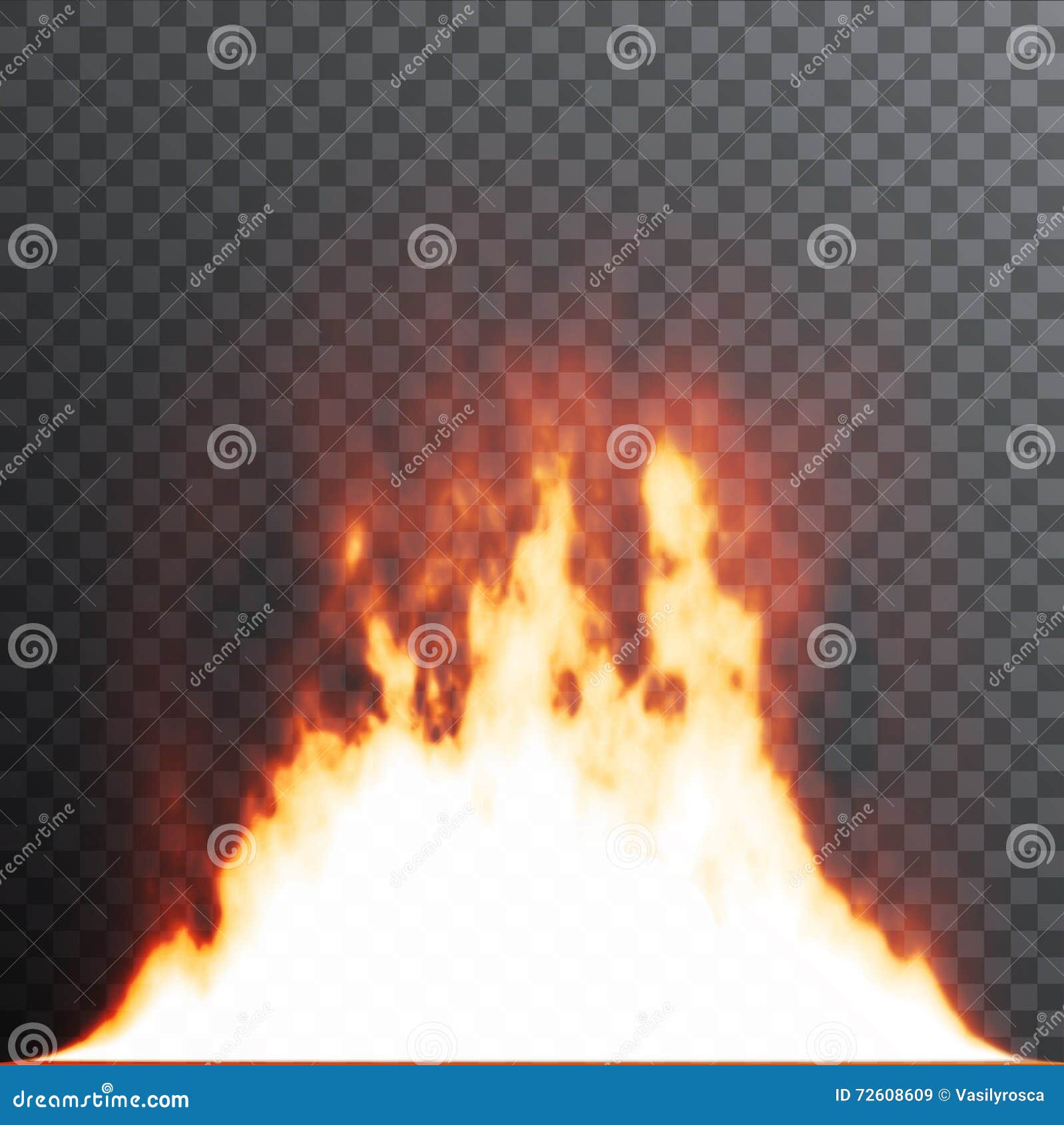 Realistic Fire Flames on Transparent Background. Special Effects