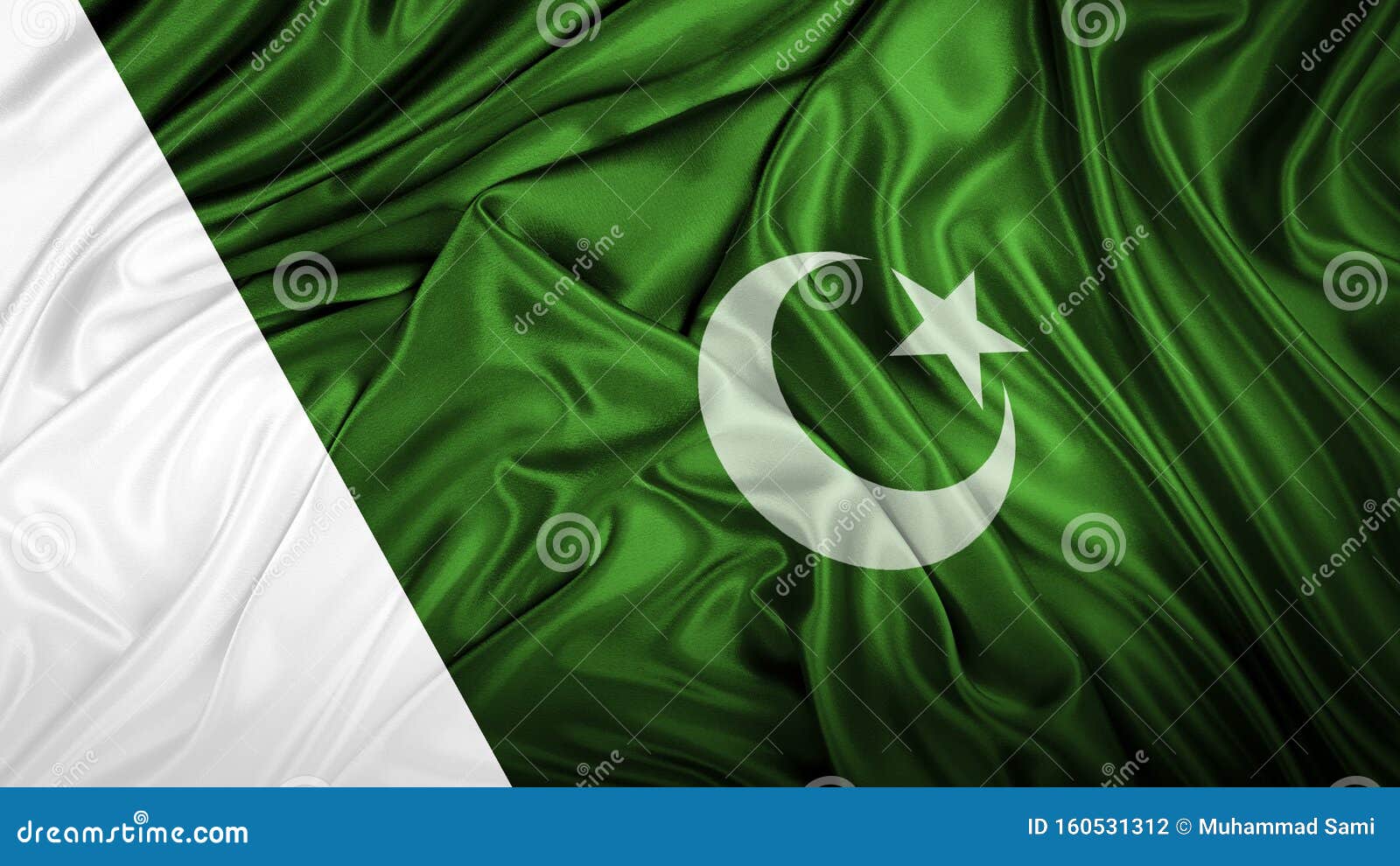 realistic flag of pakistan on the wavy surface of fabric
