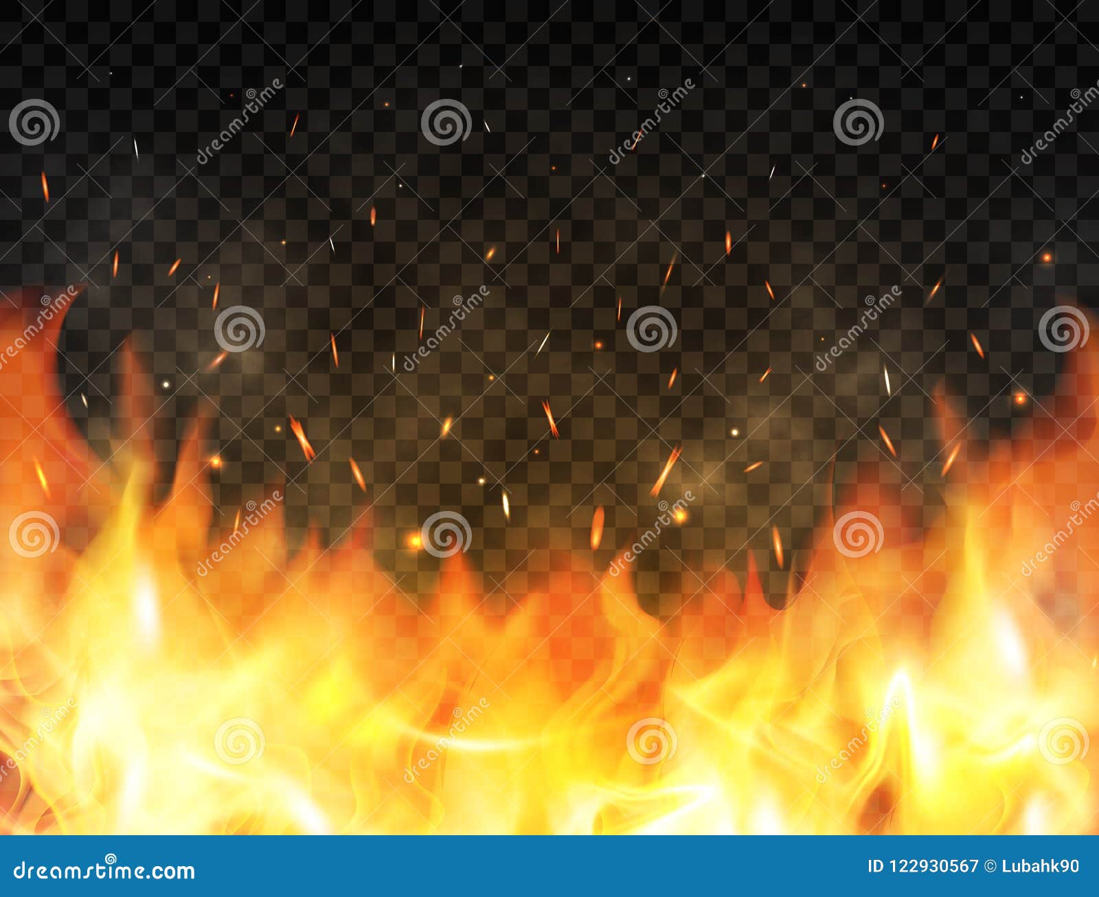realistic flames on transparent background. fire background with flames, red fire sparks flying up, glowing particles