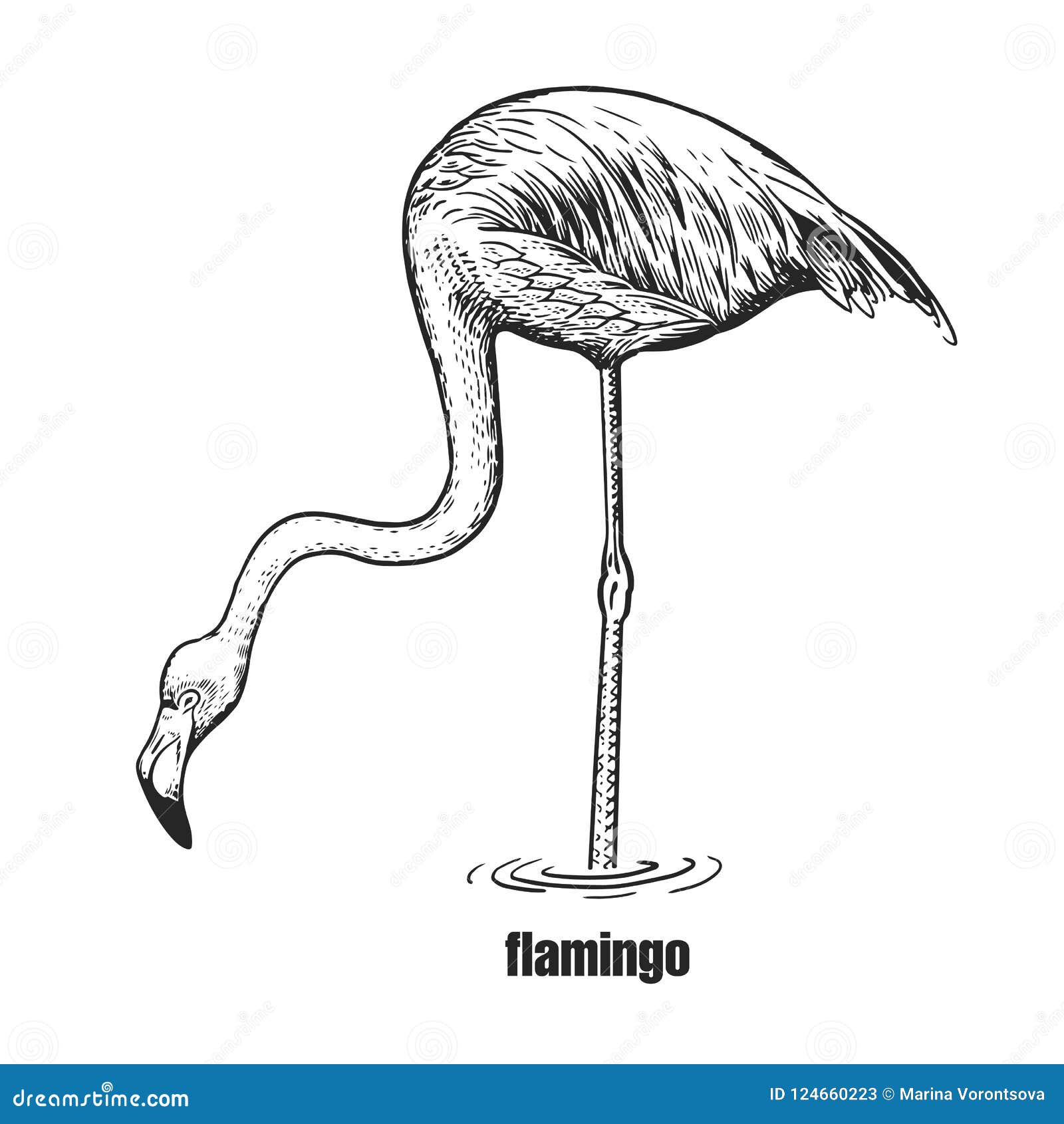 Mechanical flamingo sketch Royalty Free Vector Image