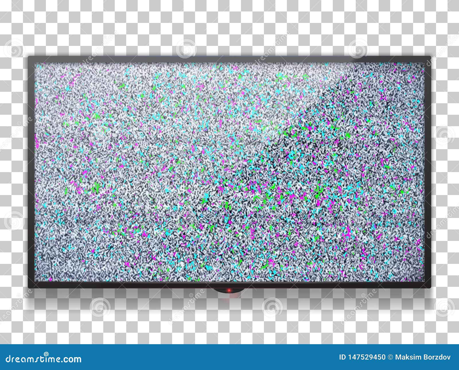 Realistic Flat Lcd Tv Template with Static Tv Color Noise with