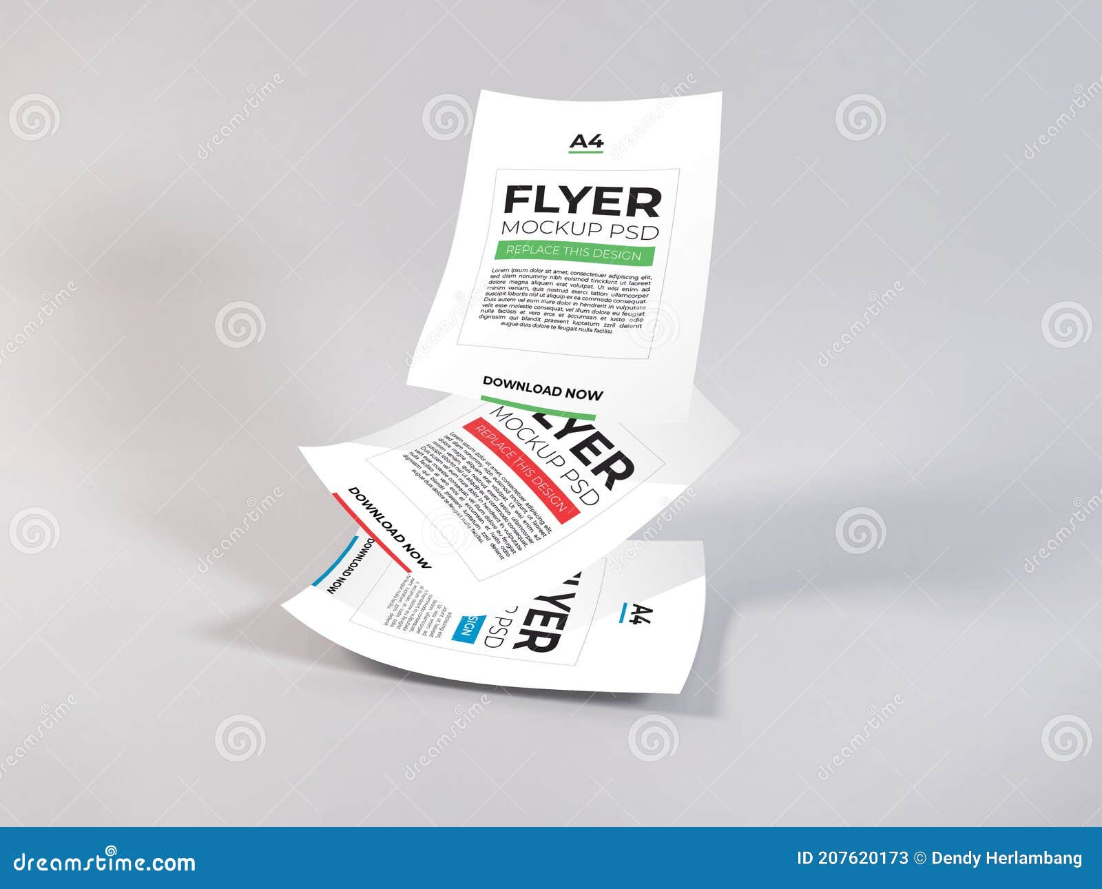 Download Realistic A4 Flyer Mockup Template Scene Stock Illustration Illustration Of Cover Design 207620173