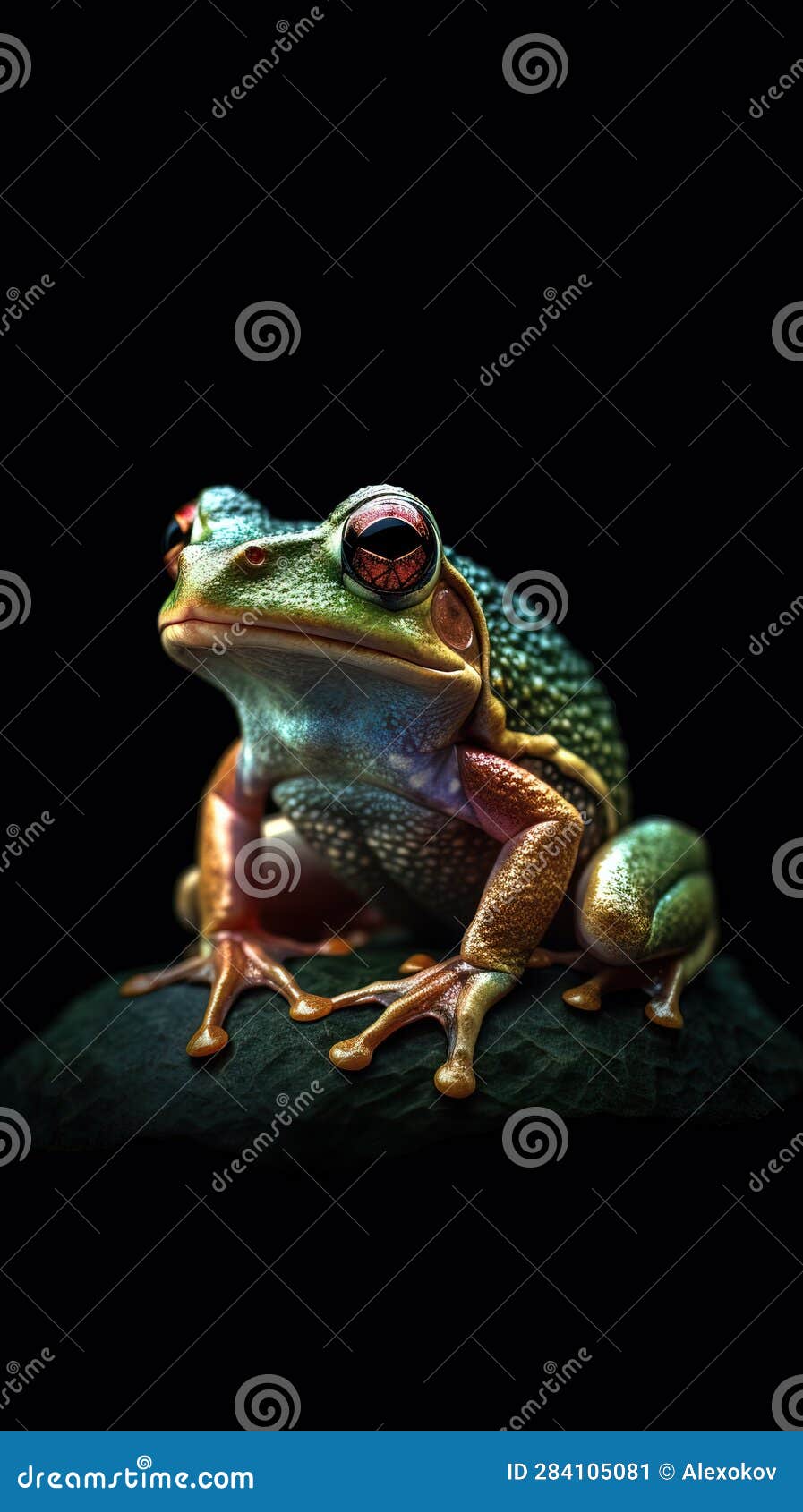 Realistic Frog on Dark Background. Stock Illustration - Illustration of  rana, wildlife: 284105081
