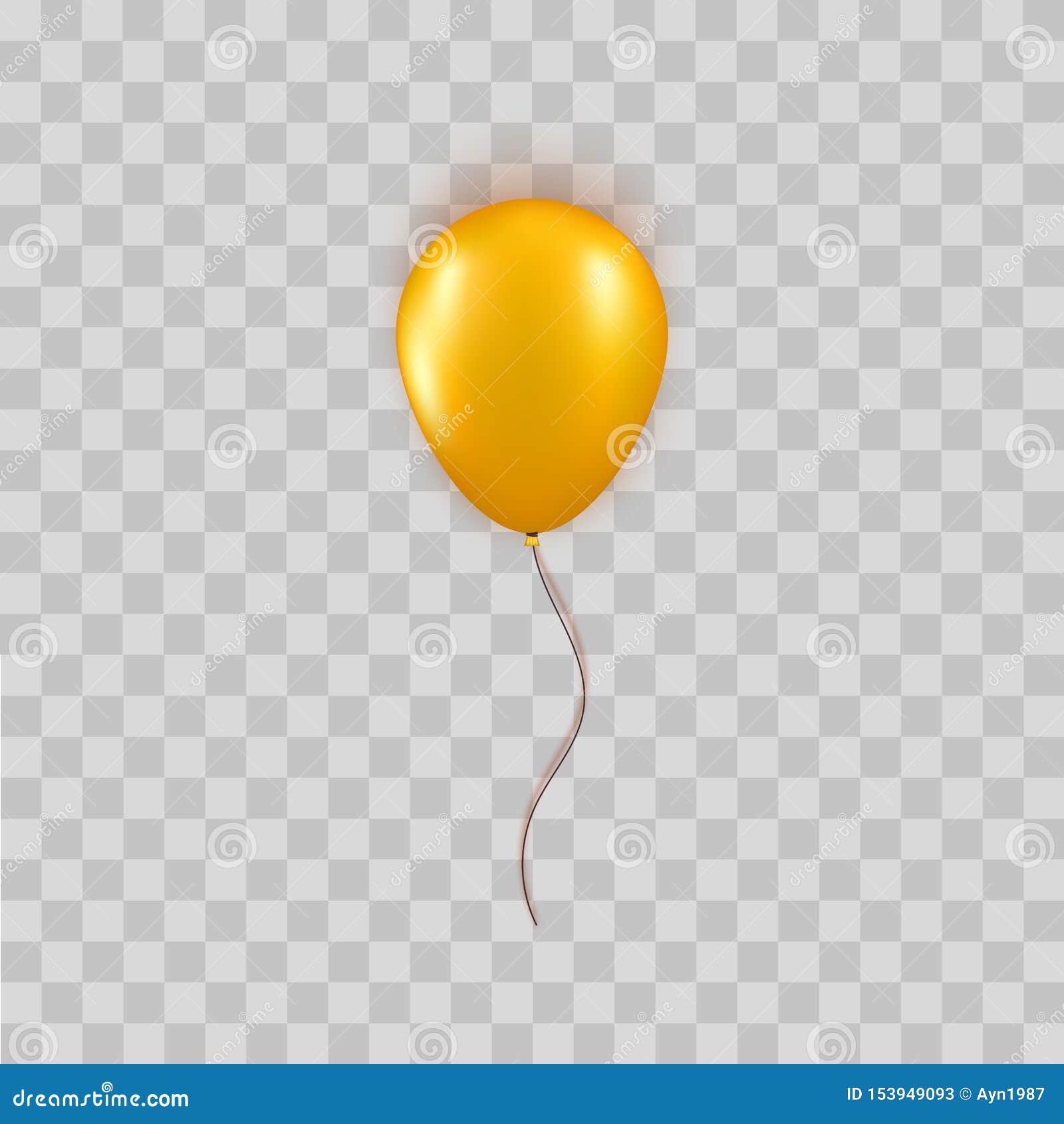 Balloon isolated on transparent background. Vector realistic gold