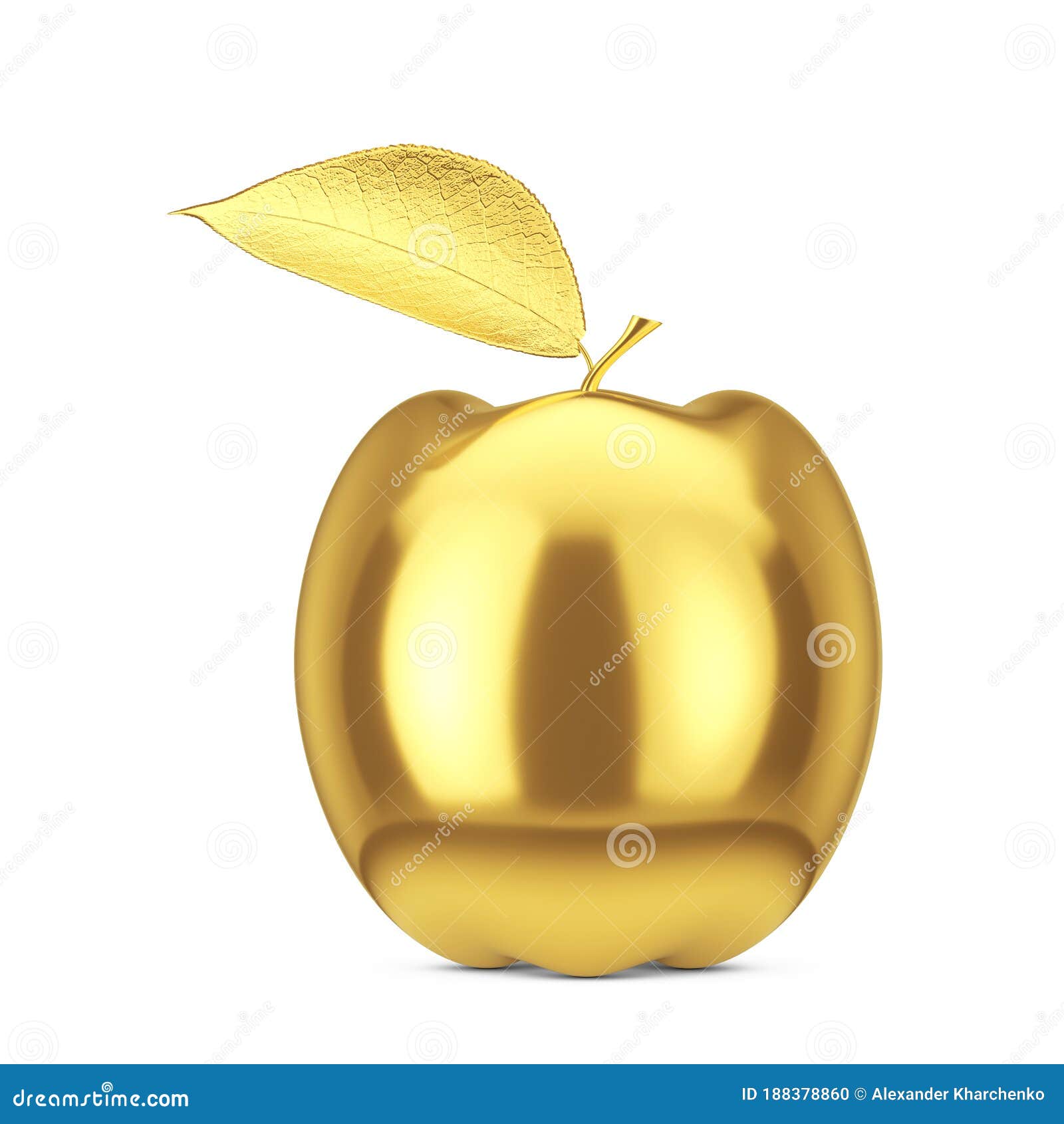 Золотое яблоко на белом фоне