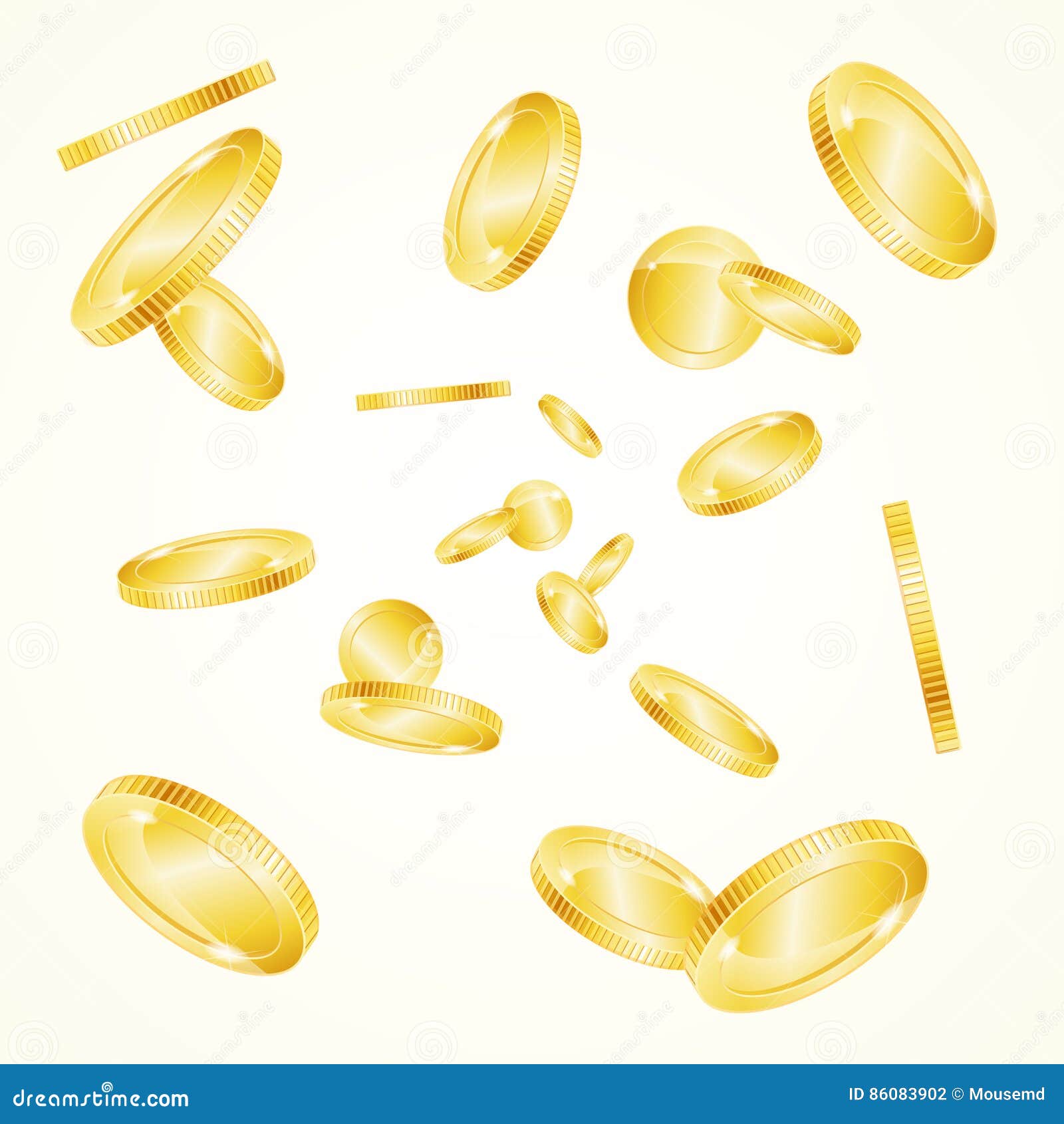 Realistic Golden Coin Falling. Vector Stock Vector - Illustration of ...