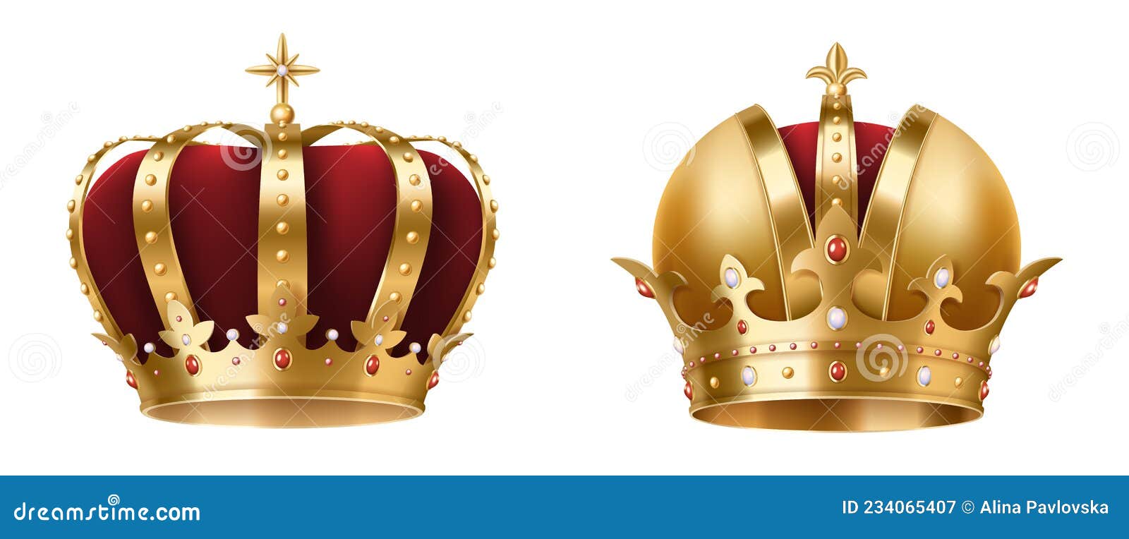 Realistic Heraldic Emblems Insignia With Golden Crown Gold Crowning