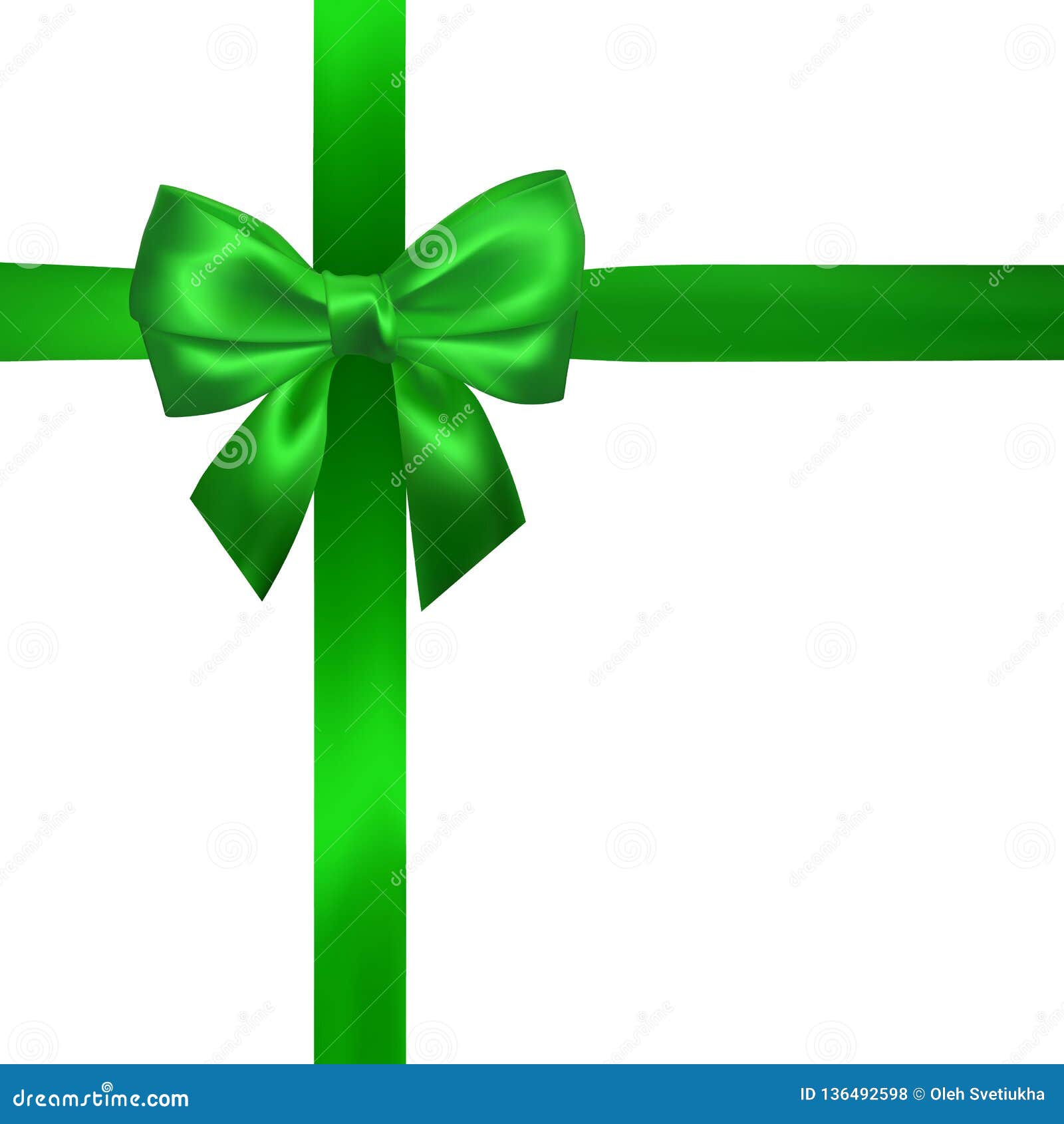 Realistic Green Bow with Green Ribbons Isolated on White. Element for ...