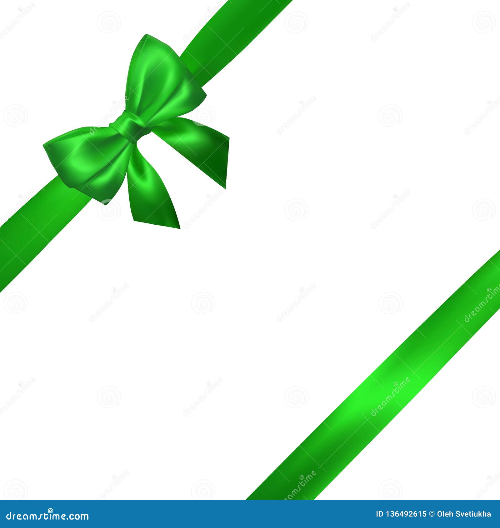 Realistic Green Bow with Green Ribbons Isolated on White. Element for ...