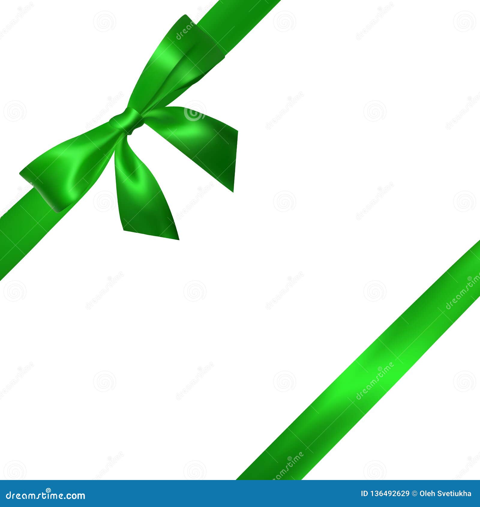 Realistic Green Bow with Green Ribbons Isolated on White. Element for ...