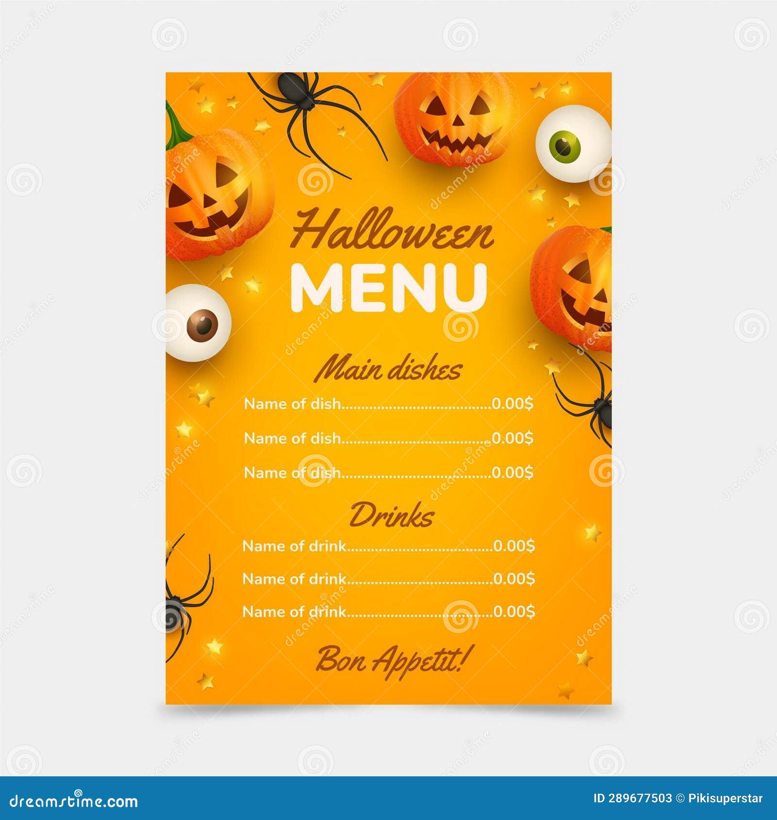 Realistic Halloween Menu Template Vector Design Stock Vector Realistic Halloween Menu Template Vector Design Stock Vector