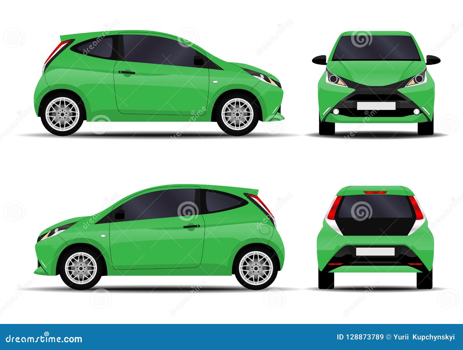 Realistic hatchback car. stock illustration. Illustration of motor
