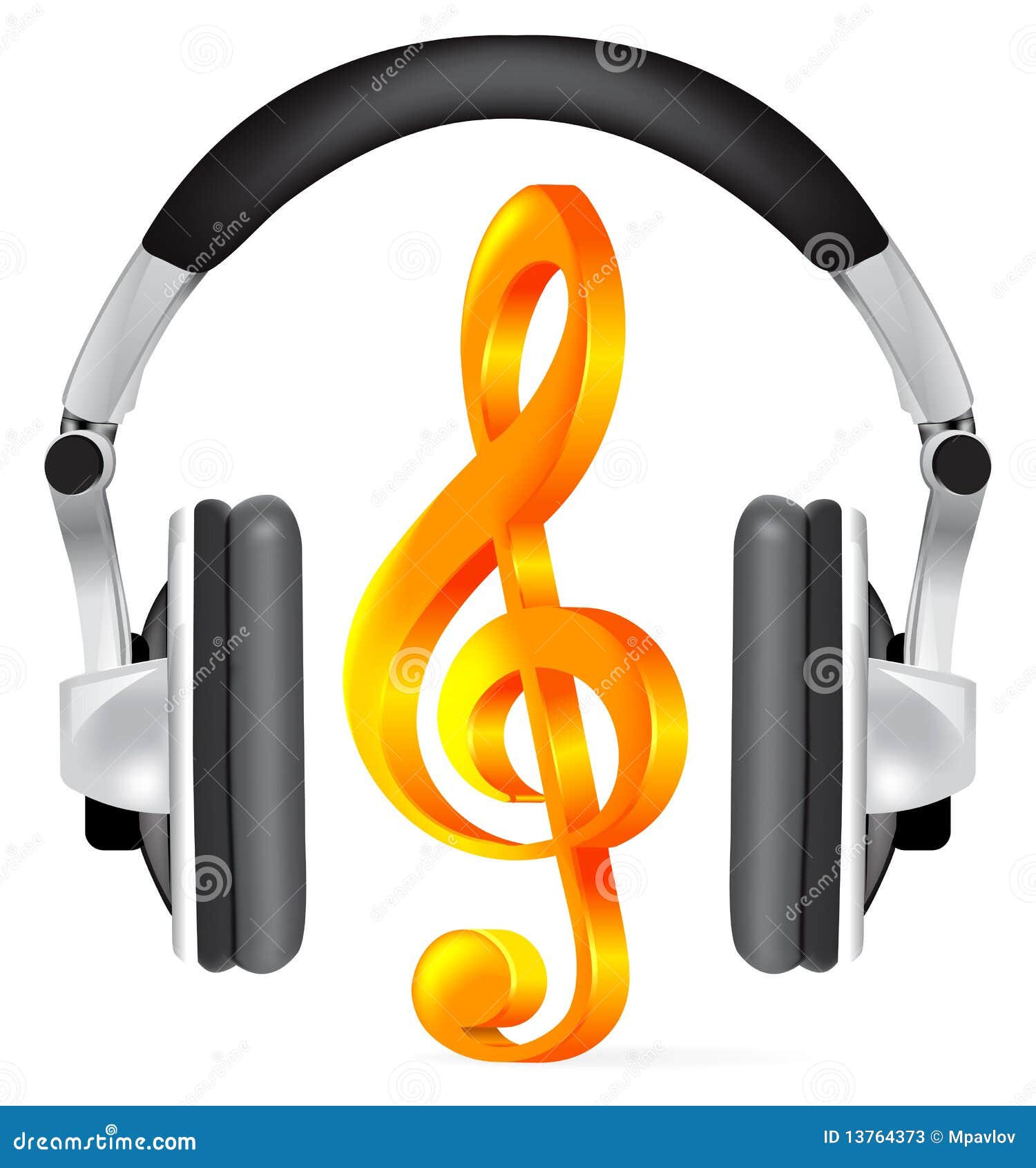 Realistic Headphones with Music Note Stock Vector Illustration of