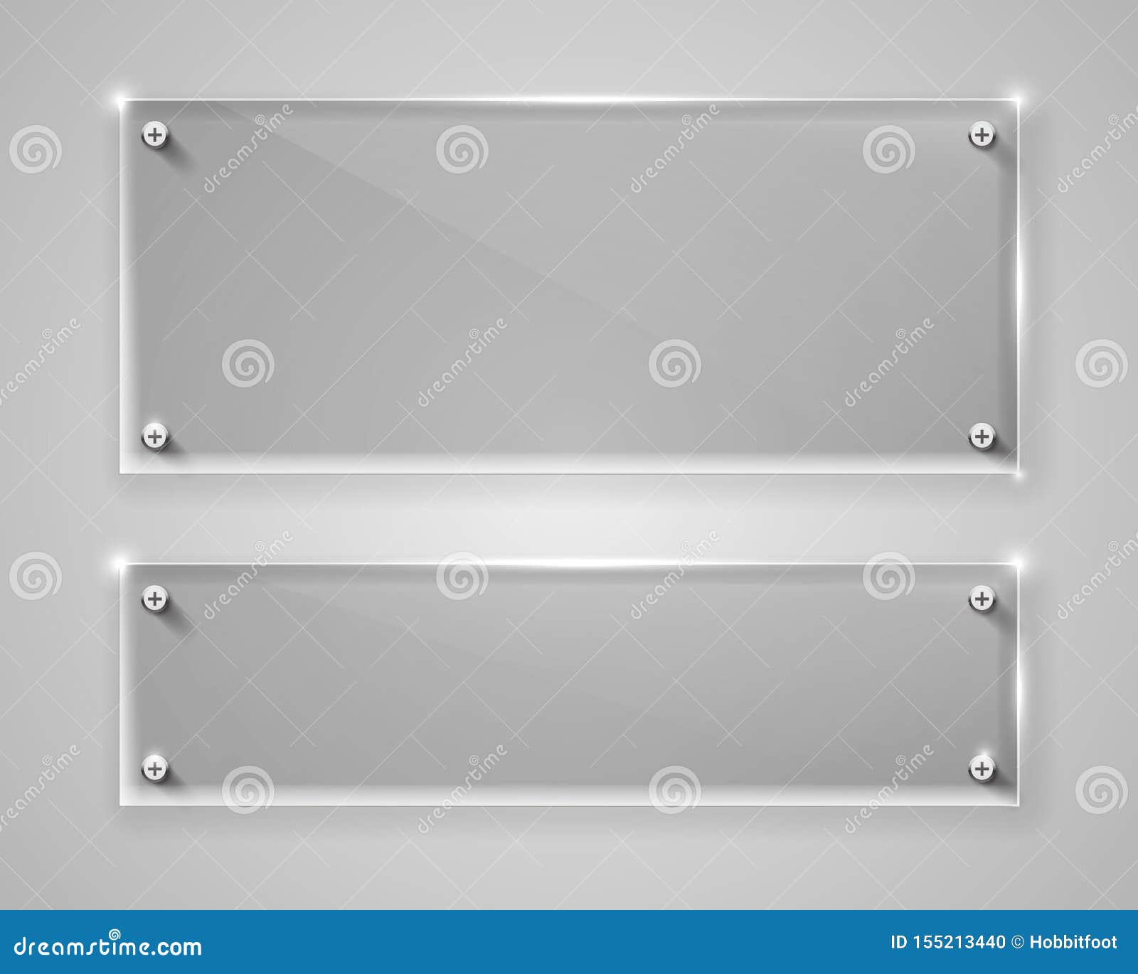 Realistic Horizontal Transparent Glass Frame with Shadow. Modern