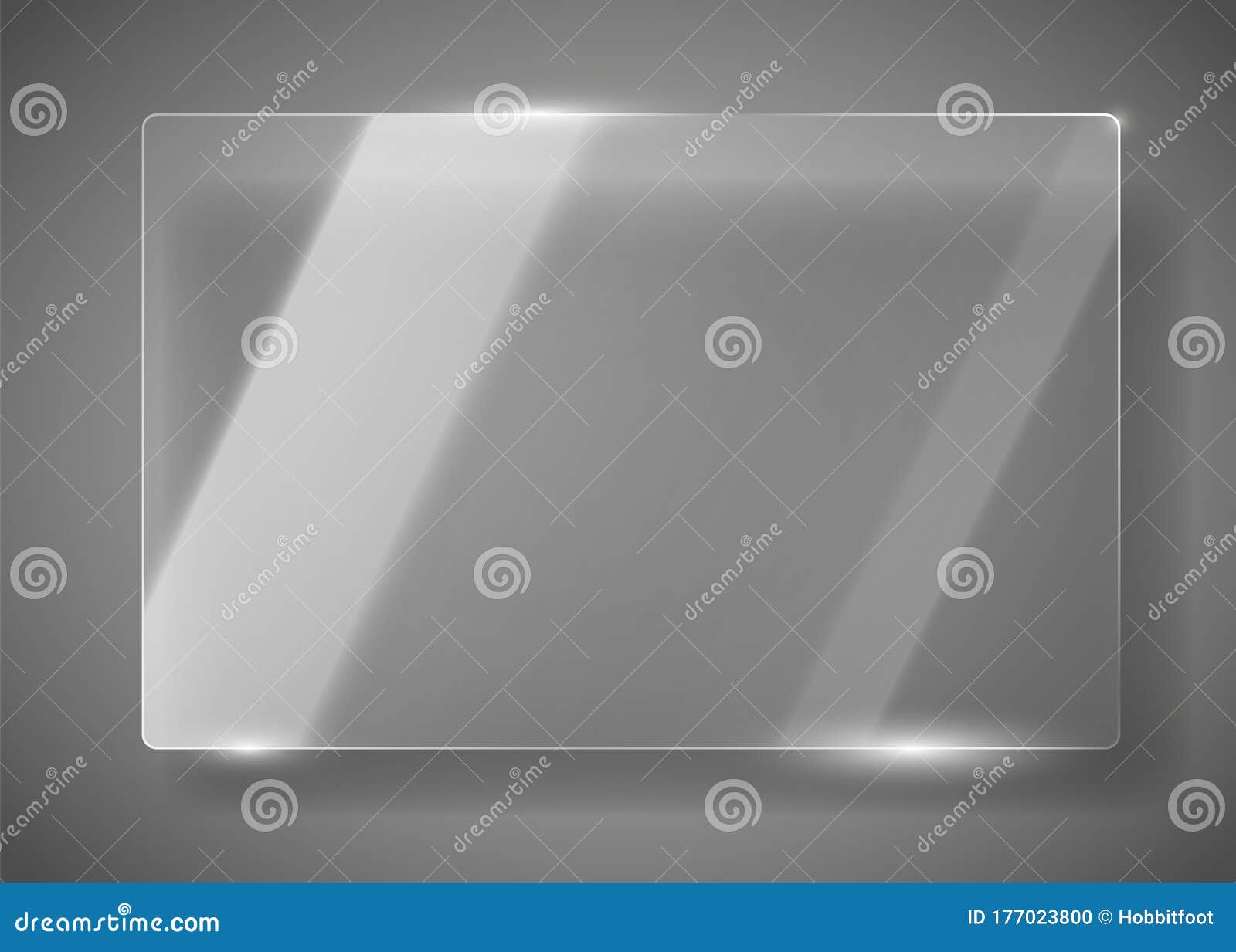 Realistic Horizontal Transparent Glass Frame with Shadow. Modern