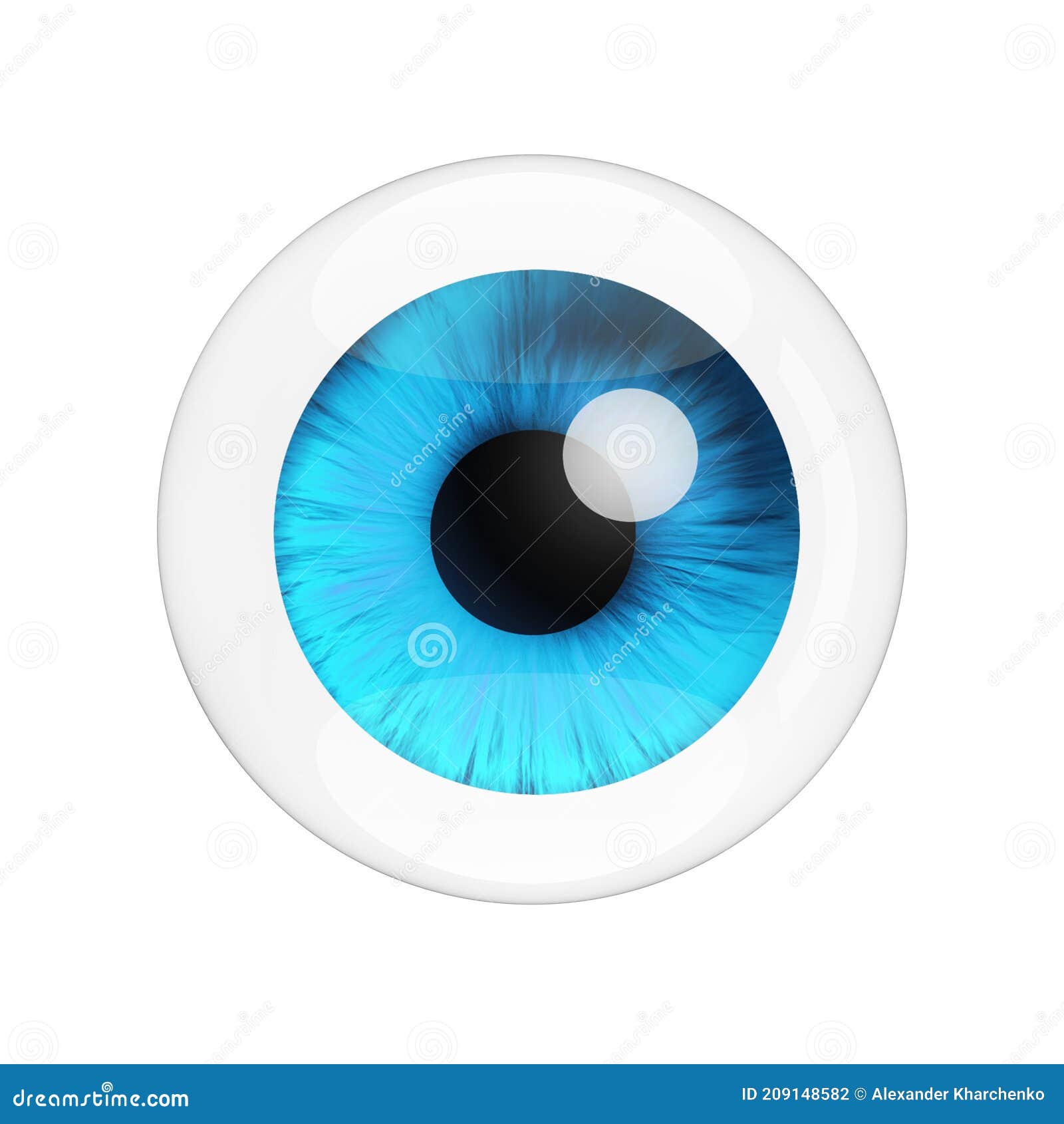 Human 3d Blue Eye. Eye Iris On Blue Background. Realistic Pupil Eyeball