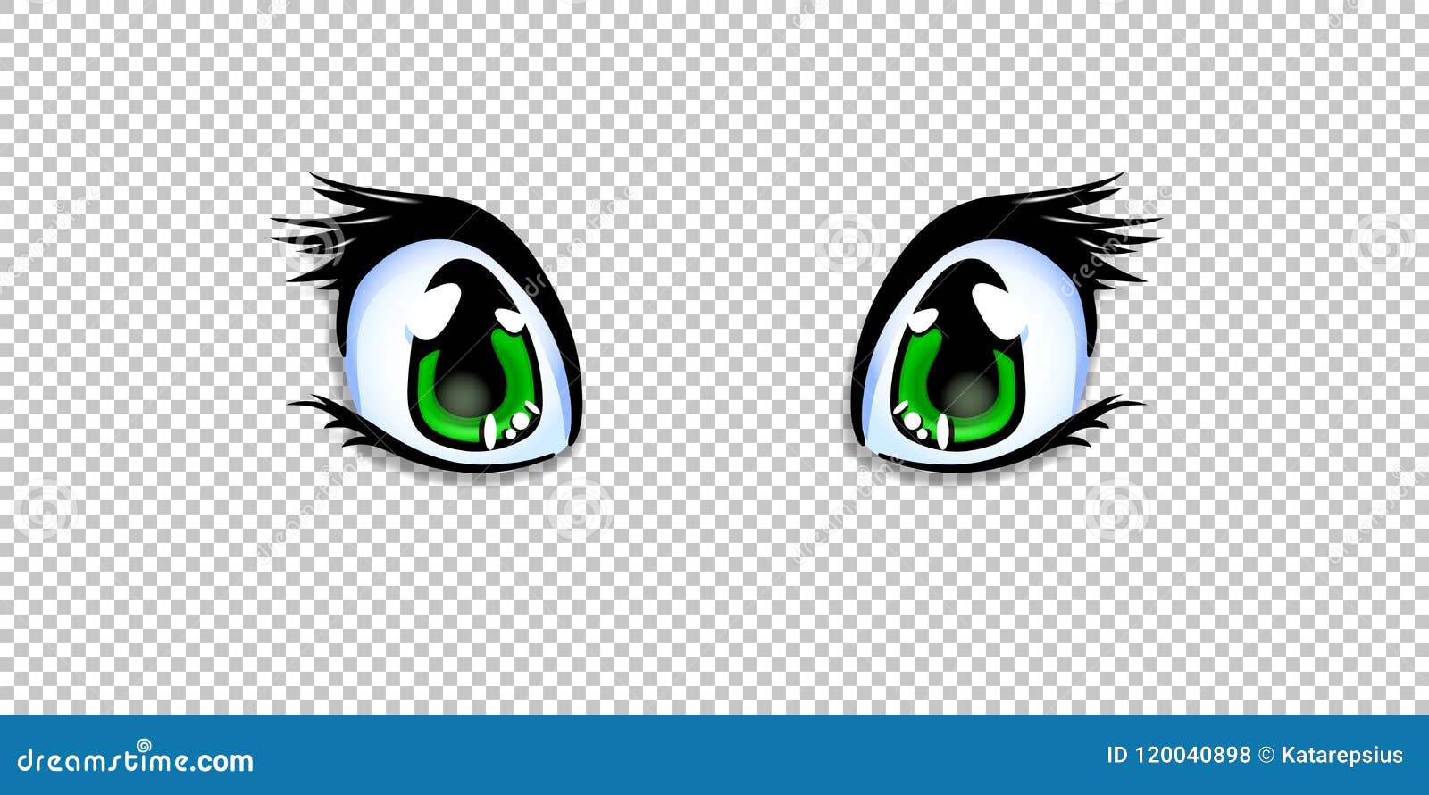 Manga, Anime Green Eyes for Creation Cartoon Kawaii Character Stock Vector  - Illustration of iris, design: 120040898