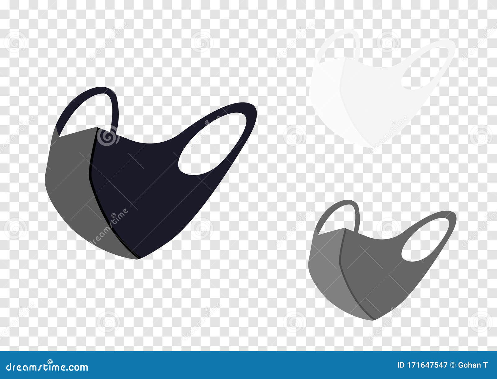 Realistic Hygienic Black Mask Vectors For Particulate Respirator
