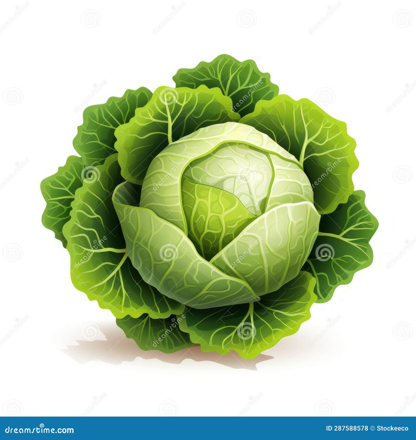 realistic  cabbage:  on white background