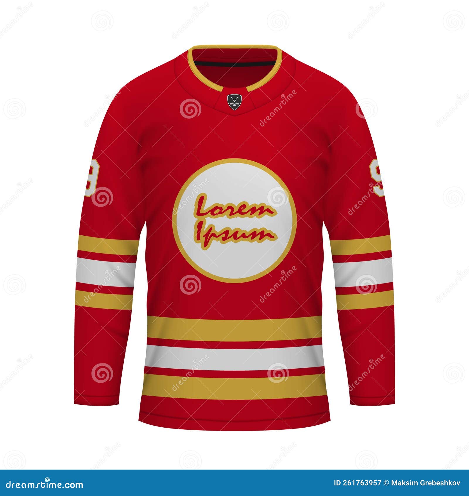 Realistic Hockey Kit, Shirt Template For Ice Hockey Jersey Detroit