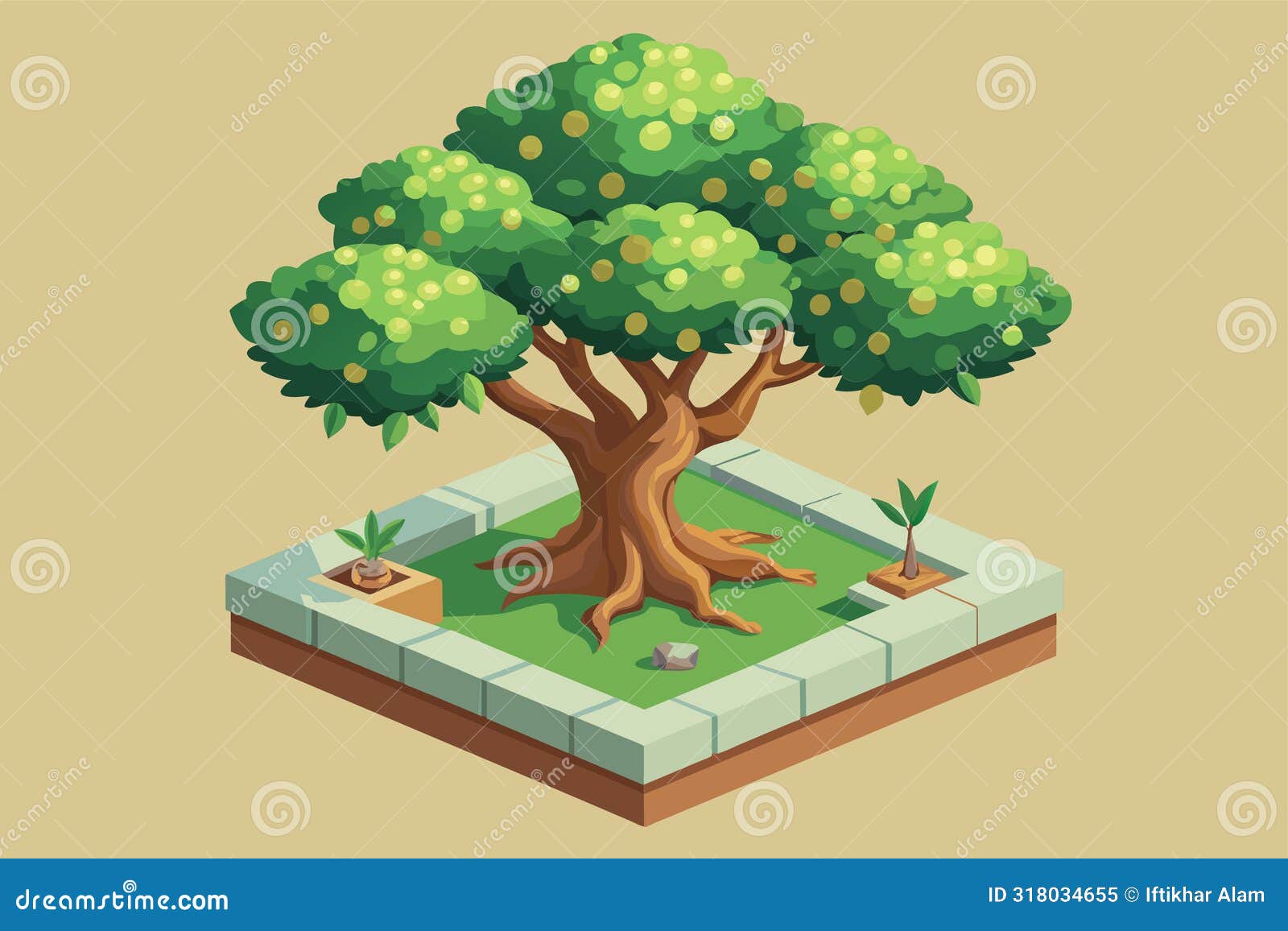 A Realistic Illustration Depicting an Olive Tree Sprouting and Growing