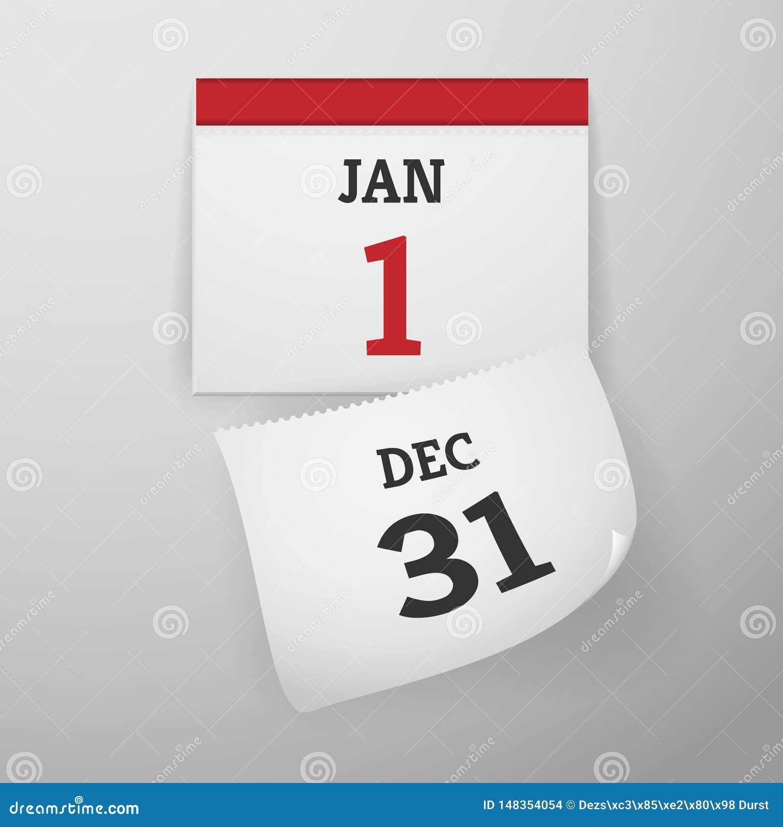 Realistic Calendar Illustration with Falling Sheet Stock Illustration