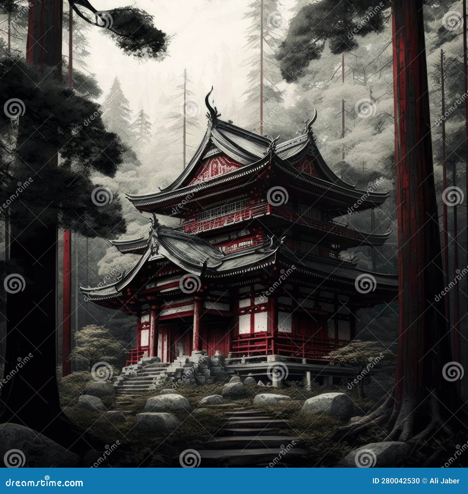 Torii, Japanese Gate, Torii Forest Background, Concept Art, Digital  Illustration, Anime, Generative AI Stock Illustration