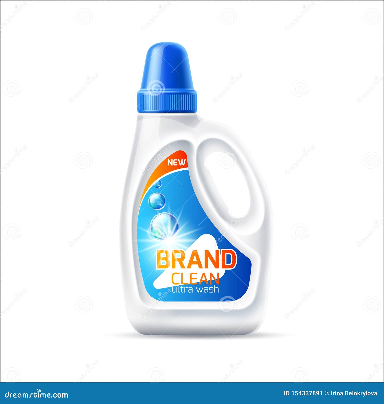 Download Vector 3d Laundry Detergent Bottle Mockup With Lid Stock Vector Illustration Of Bleach Label 154337891