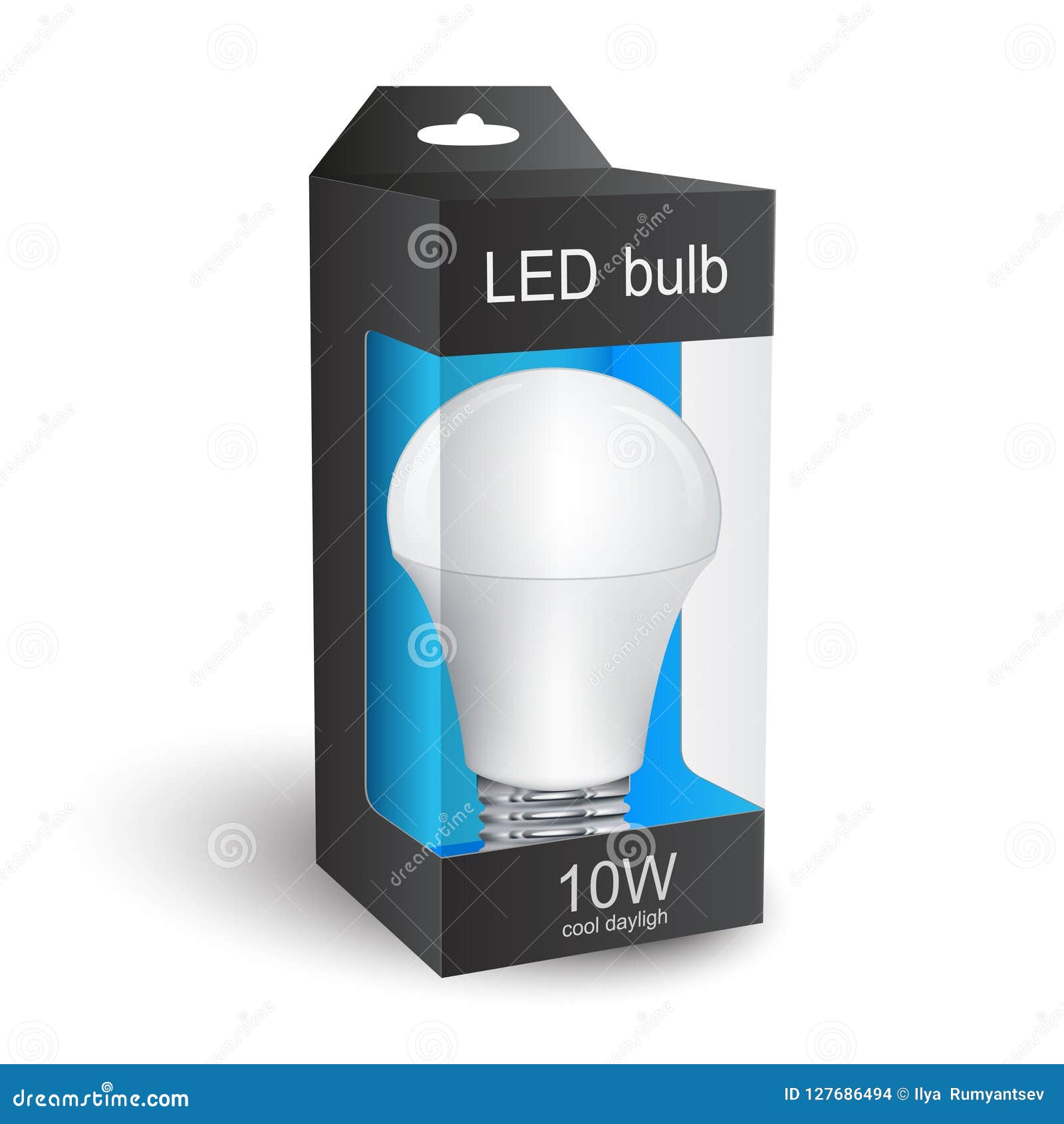 Realistic Led Light Bulb Package Design 3d Vector Stock Vector Illustration Of Background Ecology 127686494