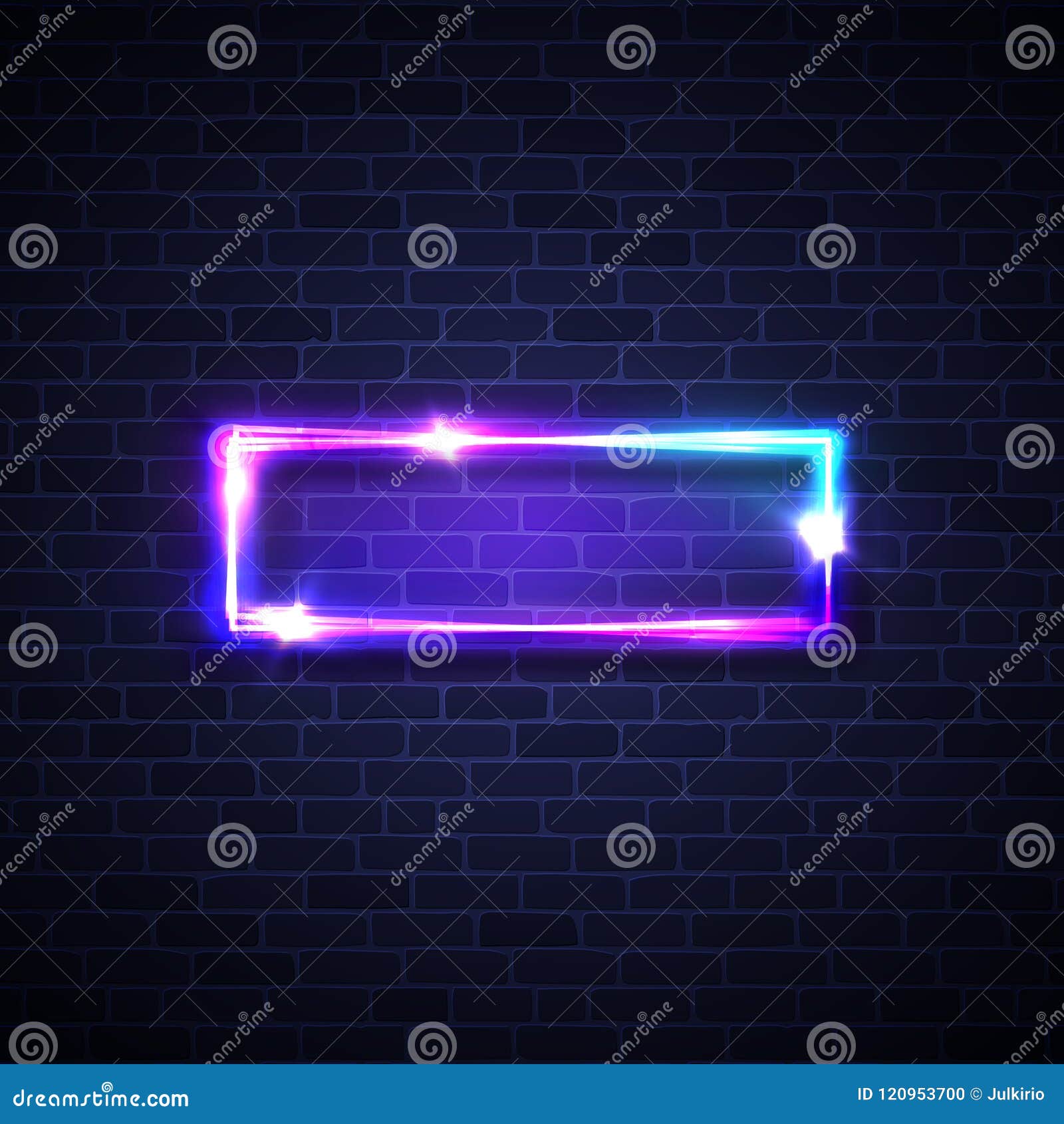 realistic led neon lights frame. rectangle signage