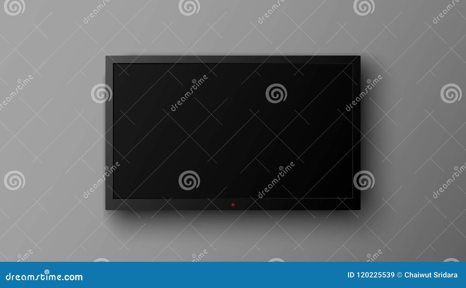 Realistic LED Television Screen On Gray Background Stock Vector
