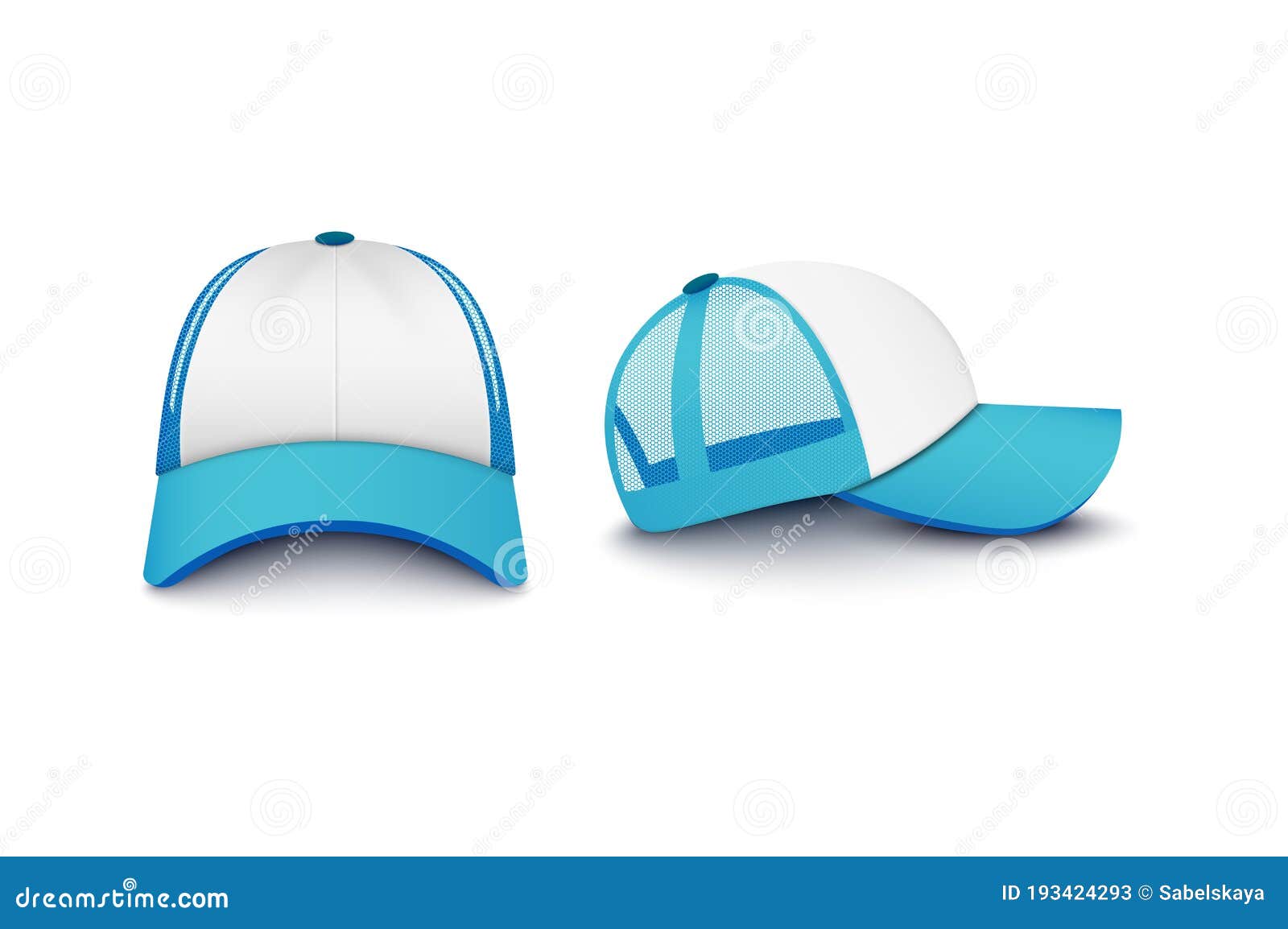 Download Realistic Light Blue Snapback Basketball Cap Mockup Set ...