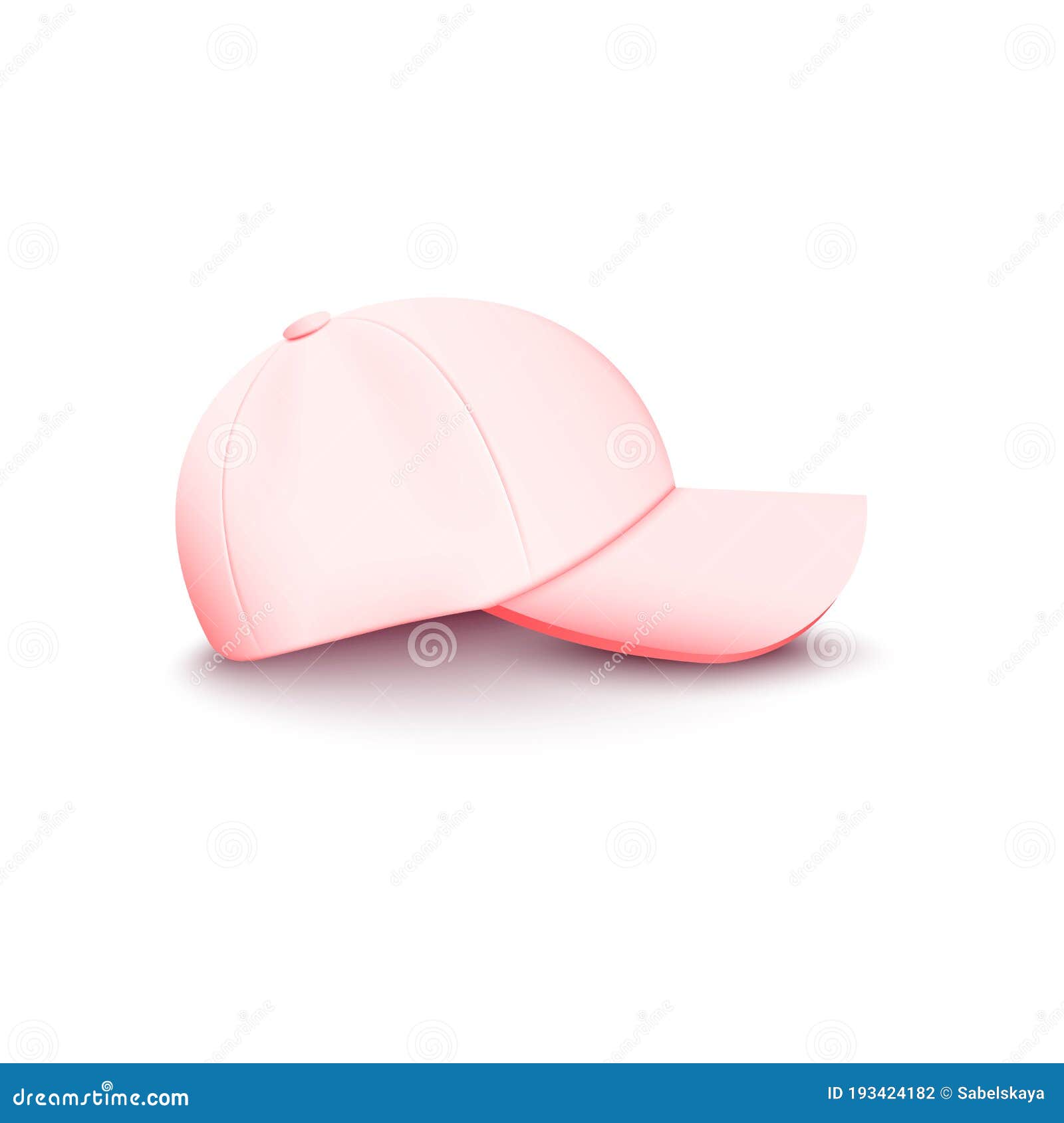 Realistic Light Pink Baseball Cap Mockup From Side View Stock Vector Illustration Of Template Fashion 193424182