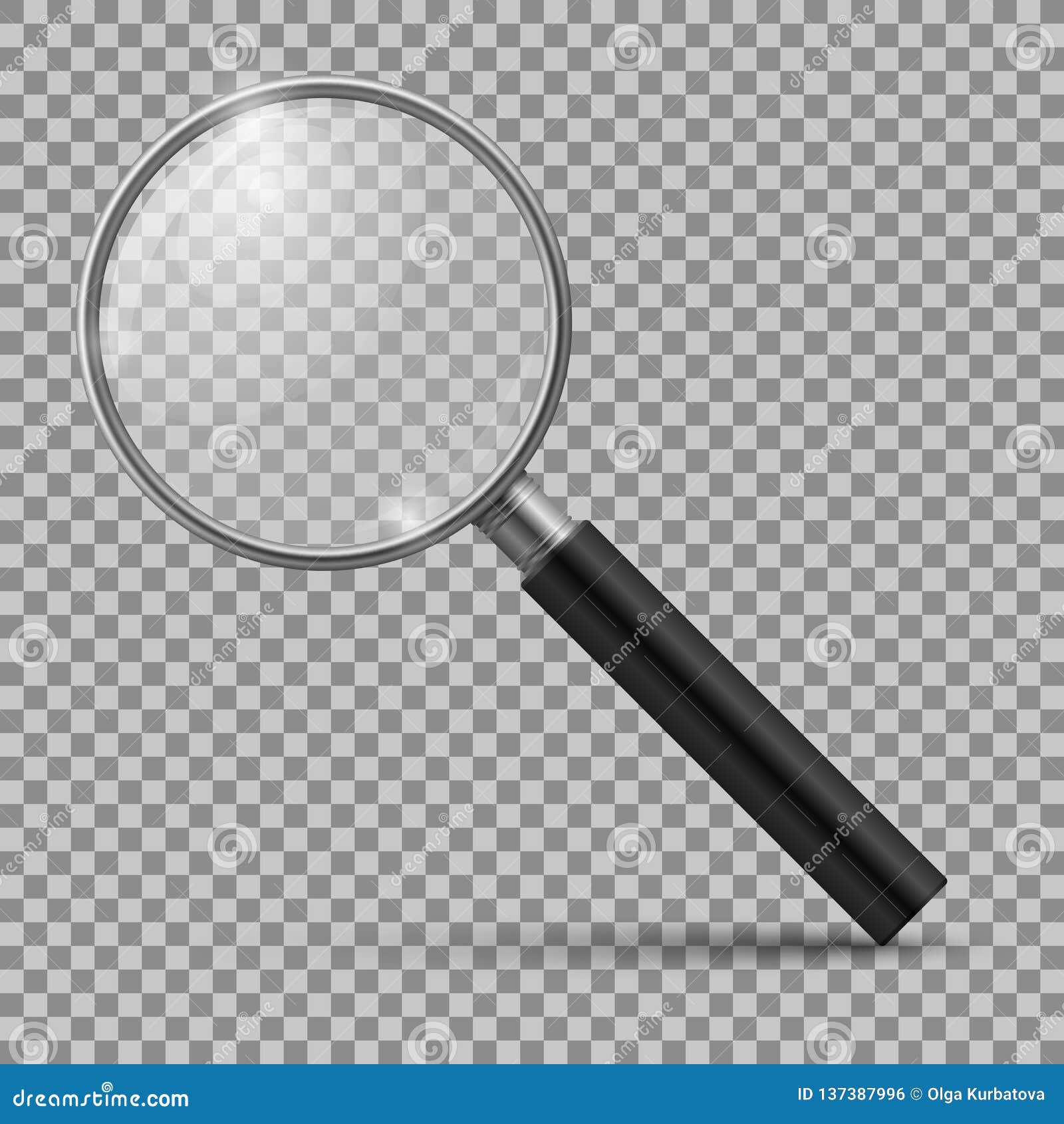 realistic magnifying glass. magnification zoom loupe, scrutiny microscope magnify lens. detective tool  mockup