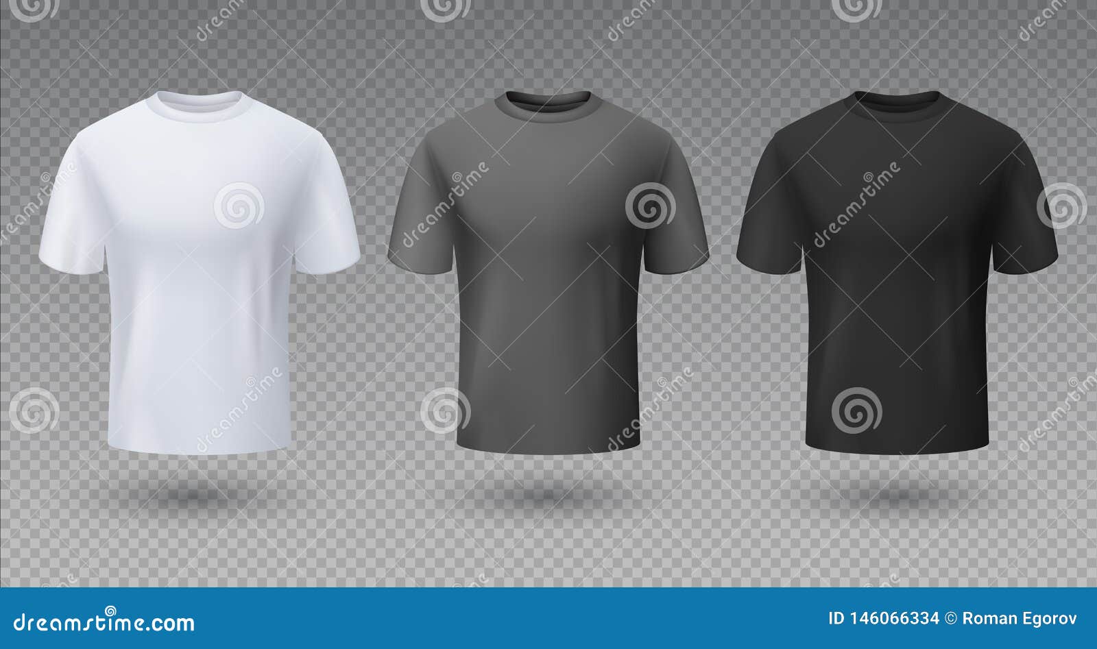 Download Realistic Male Shirt. White Black And Gray T-shirt 3D ...