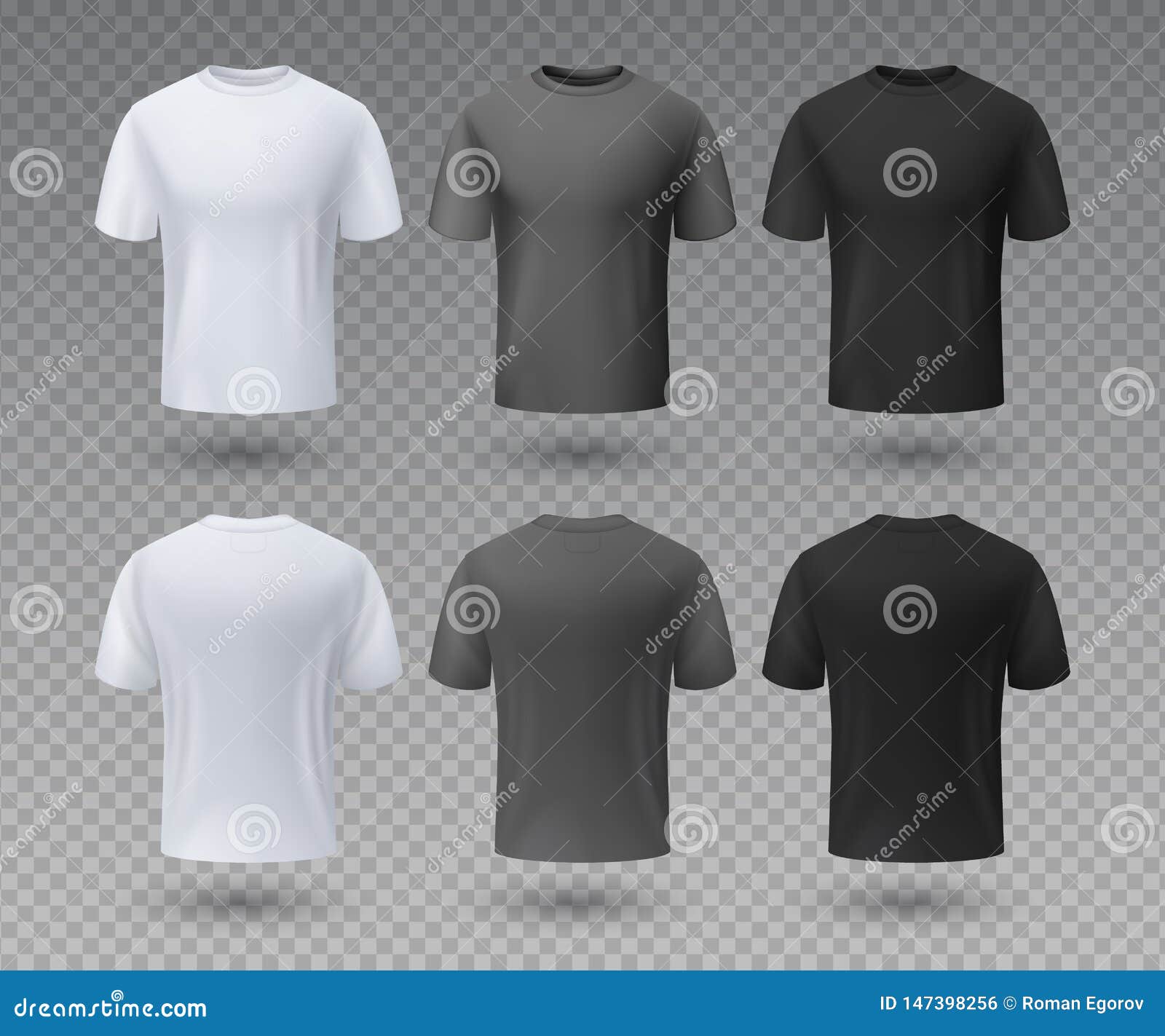 realistic male t-shirt. white and black mockup, front and back view 3d   template.  sport wear and