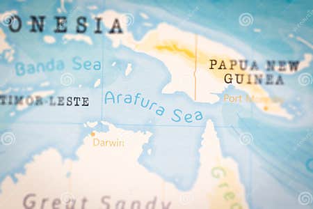 The Realistic Map of Arafura Sea. Stock Photo - Image of realistic 