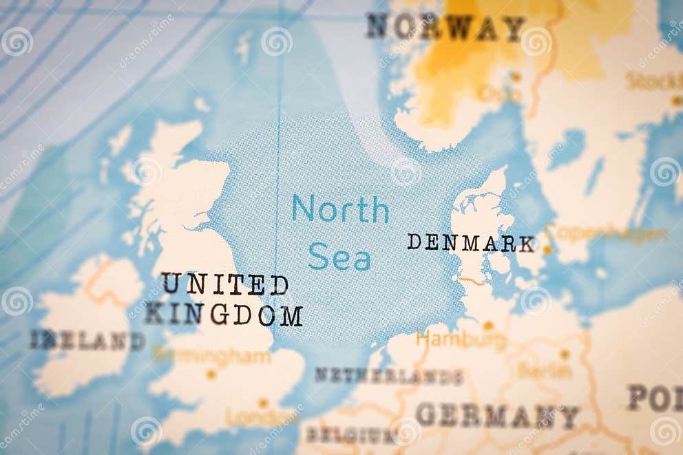 The Realistic Map of North Sea. Stock Illustration Illustration of