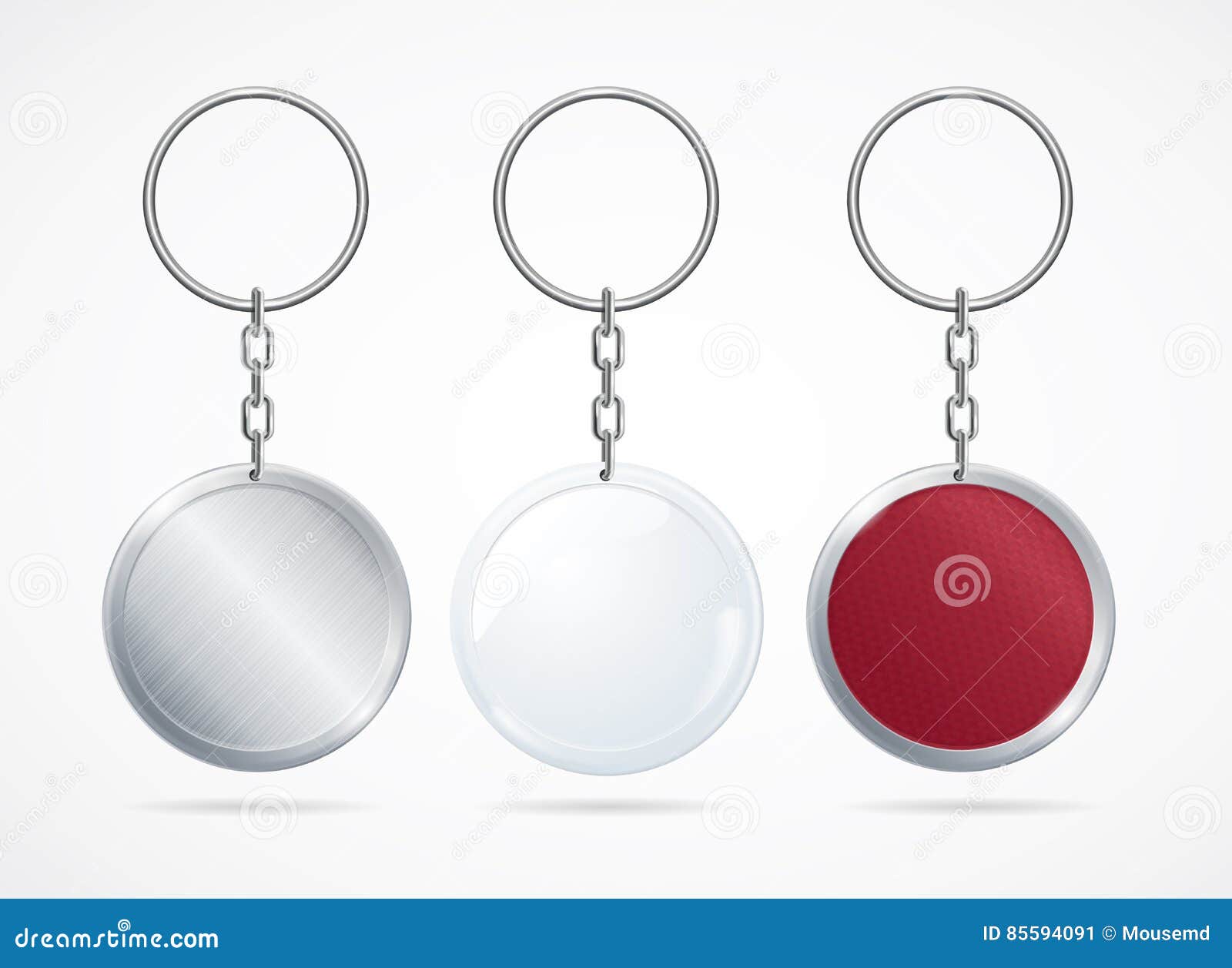 Free Vector  Blank keychains set. silver pendants with round, square,  heart and hexagon shapes