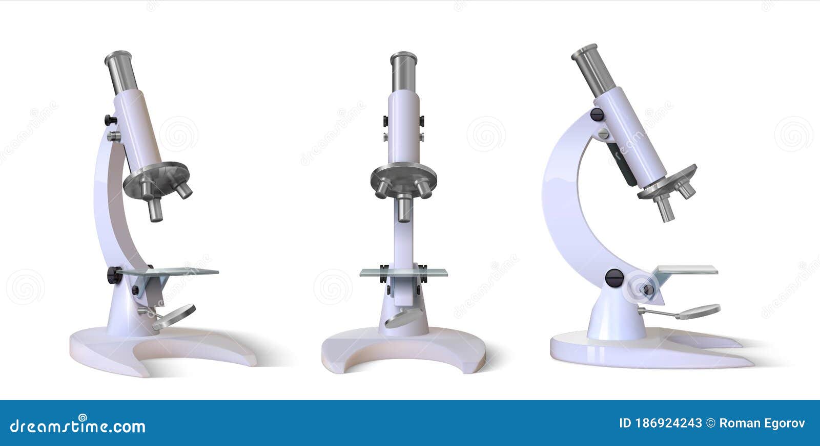 Realistic Microscope. 3D Science and Medical Instrument for Research