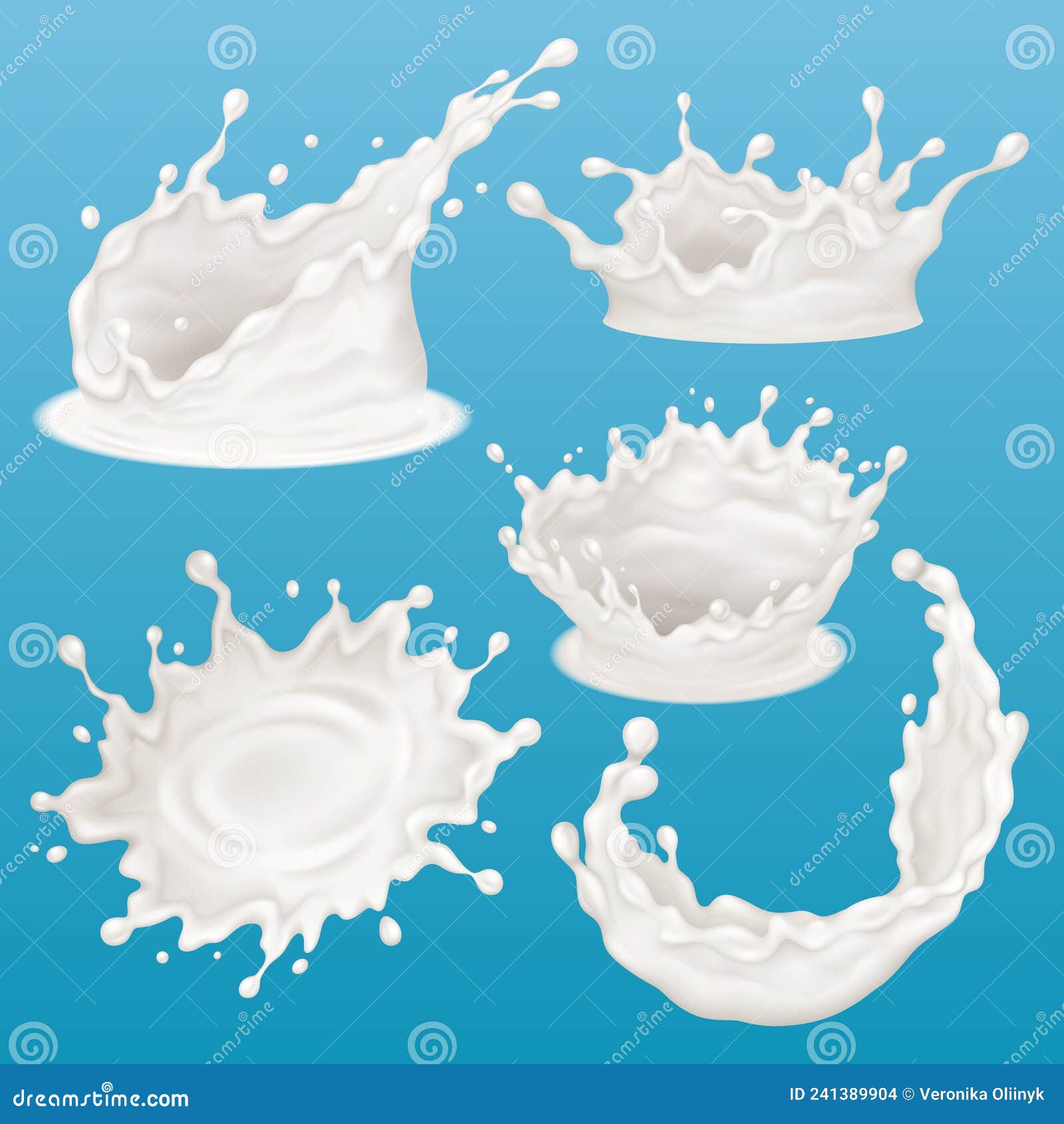 realistic milk splash, liquid dairy splatter. dairy natural products splashes   set. splatter of