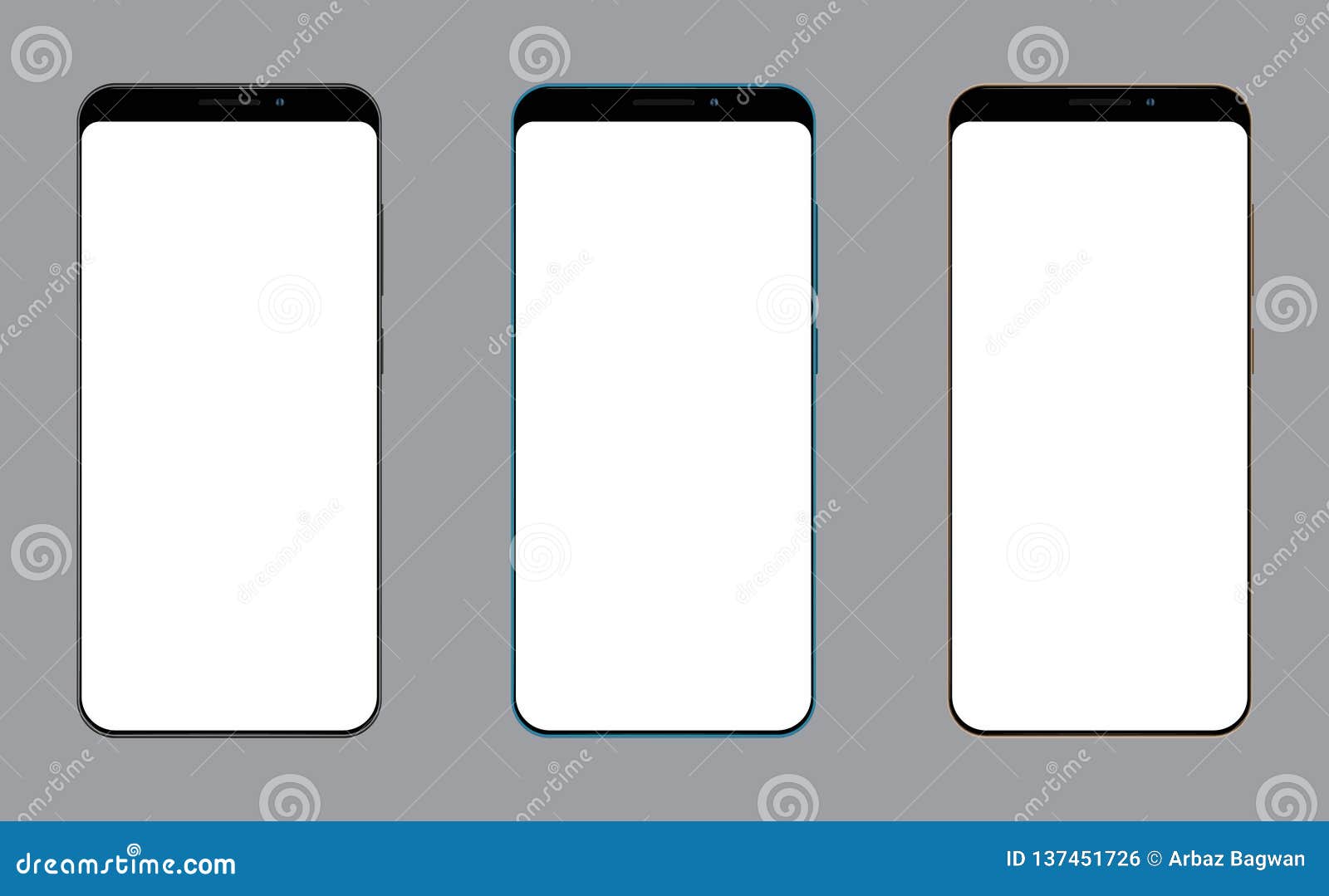 Realistic Mobile Phone Empty Screen for Mockup Presentation Stock