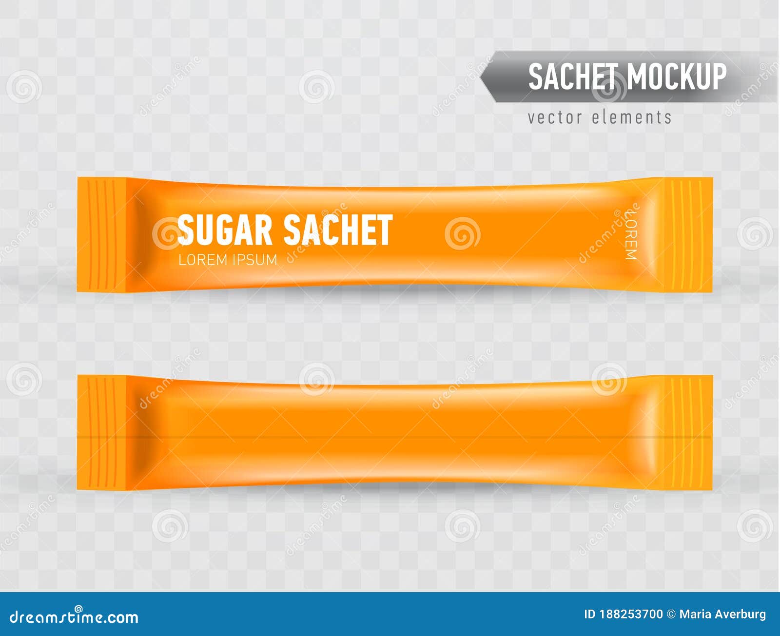 Download Realistic Mock Up Of Stick Sachets Front And Back View Blank Packaging For Cosmetic Or Food Product Template For Your Stock Vector Illustration Of Sachet Sugar 188253700