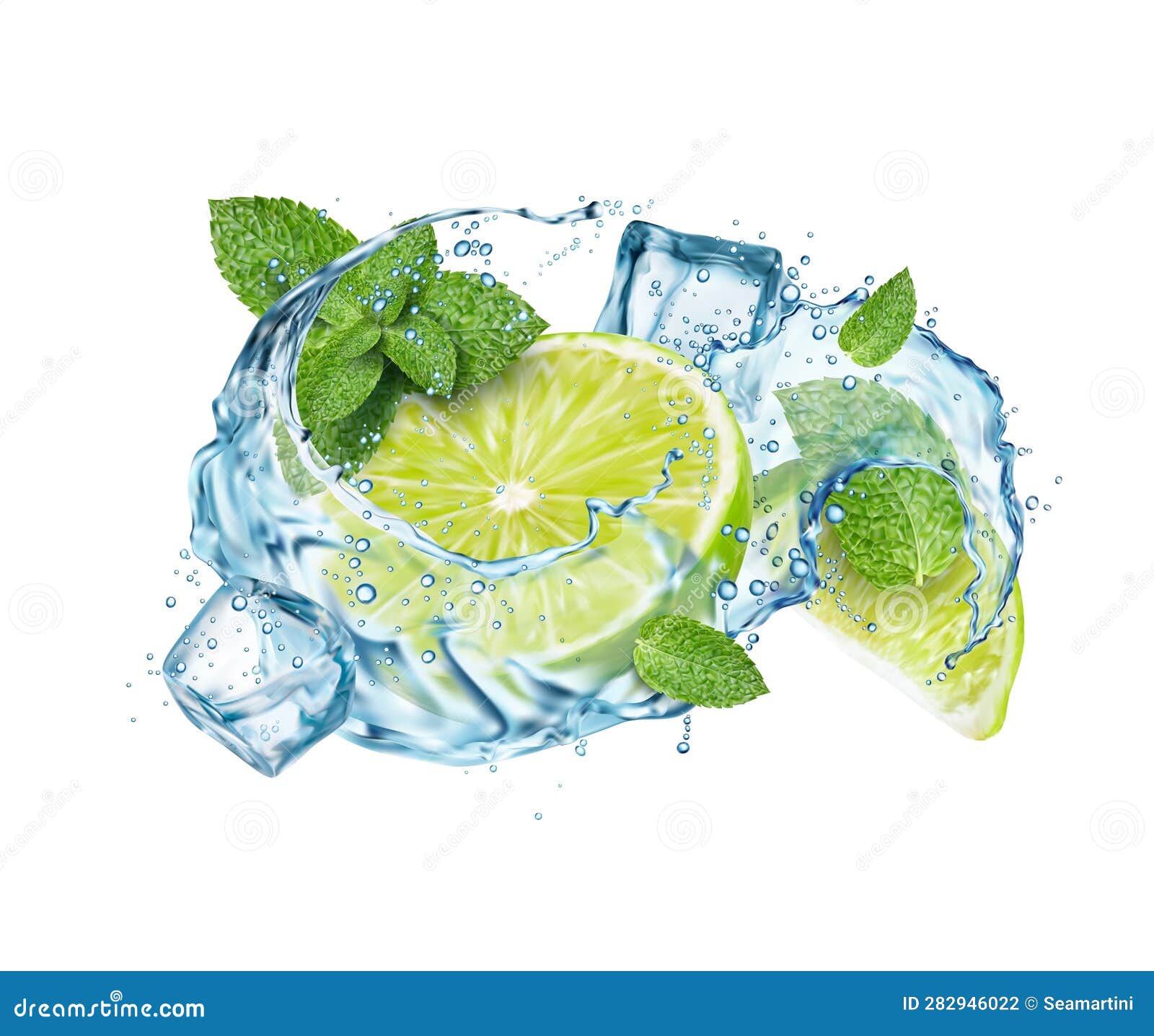 Realistic cocktail mojito glass Royalty Free Vector Image
