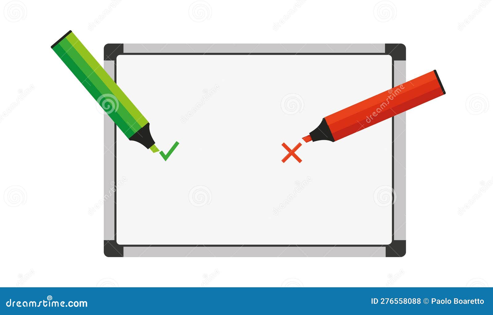 Realistic Office Whiteboard. Empty Whiteboard with Marker Pens Stock Illustration Illustration