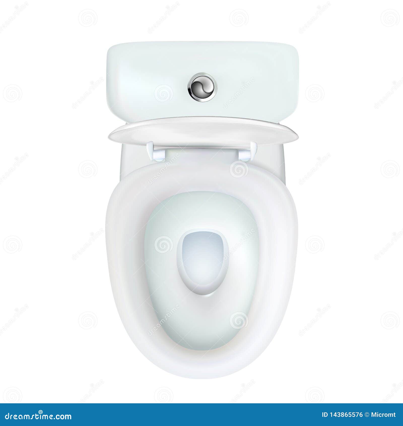 Realistic Open White Toilet Bowl With Modern Tank. Household Isolated  Illustration Of View Top Stock Vector - Illustration Of Clean, Ceramics:  143865576