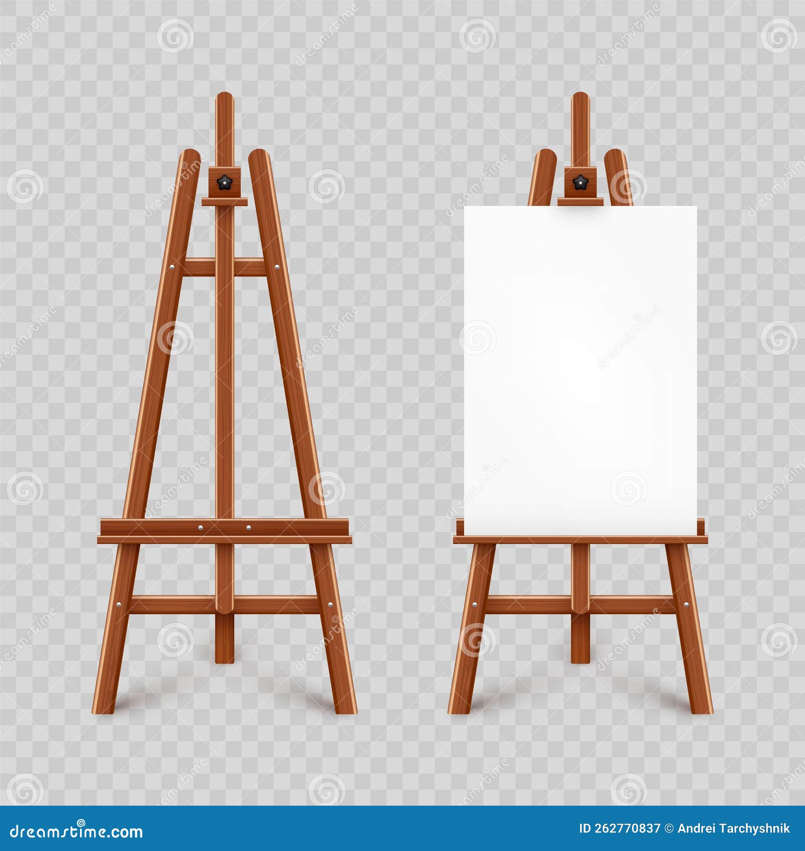 Blank art board and realistic wooden easel Vector Image
