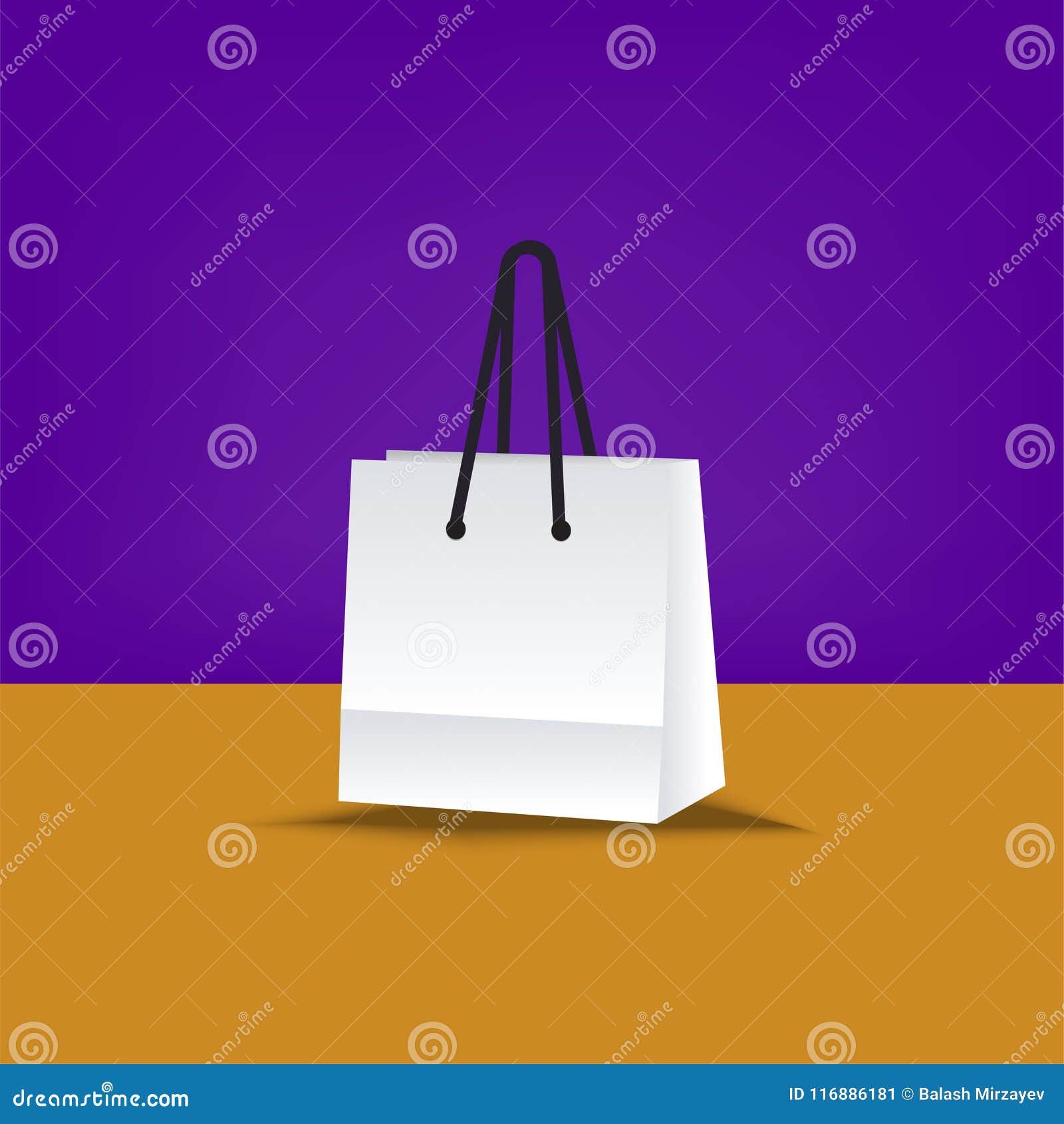 Download Realistic Paper Bag Mock Up Template. Empty Shopping Bag ...