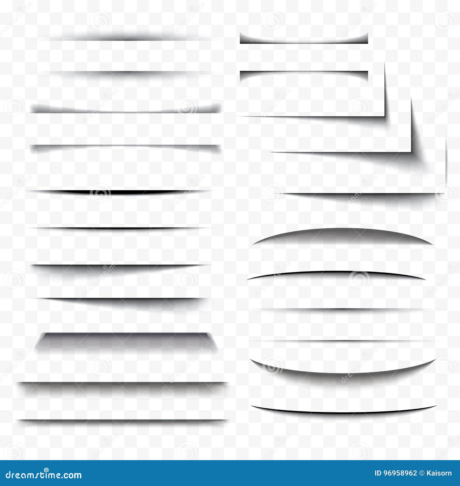 realistic paper shadow effect set transparent with soft edges is
